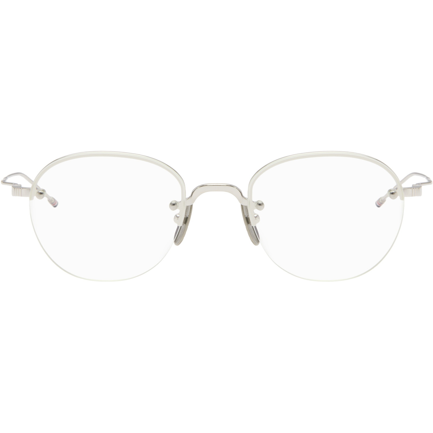 Thom Browne Silver Titanium Semi Rimless Oval Glasses