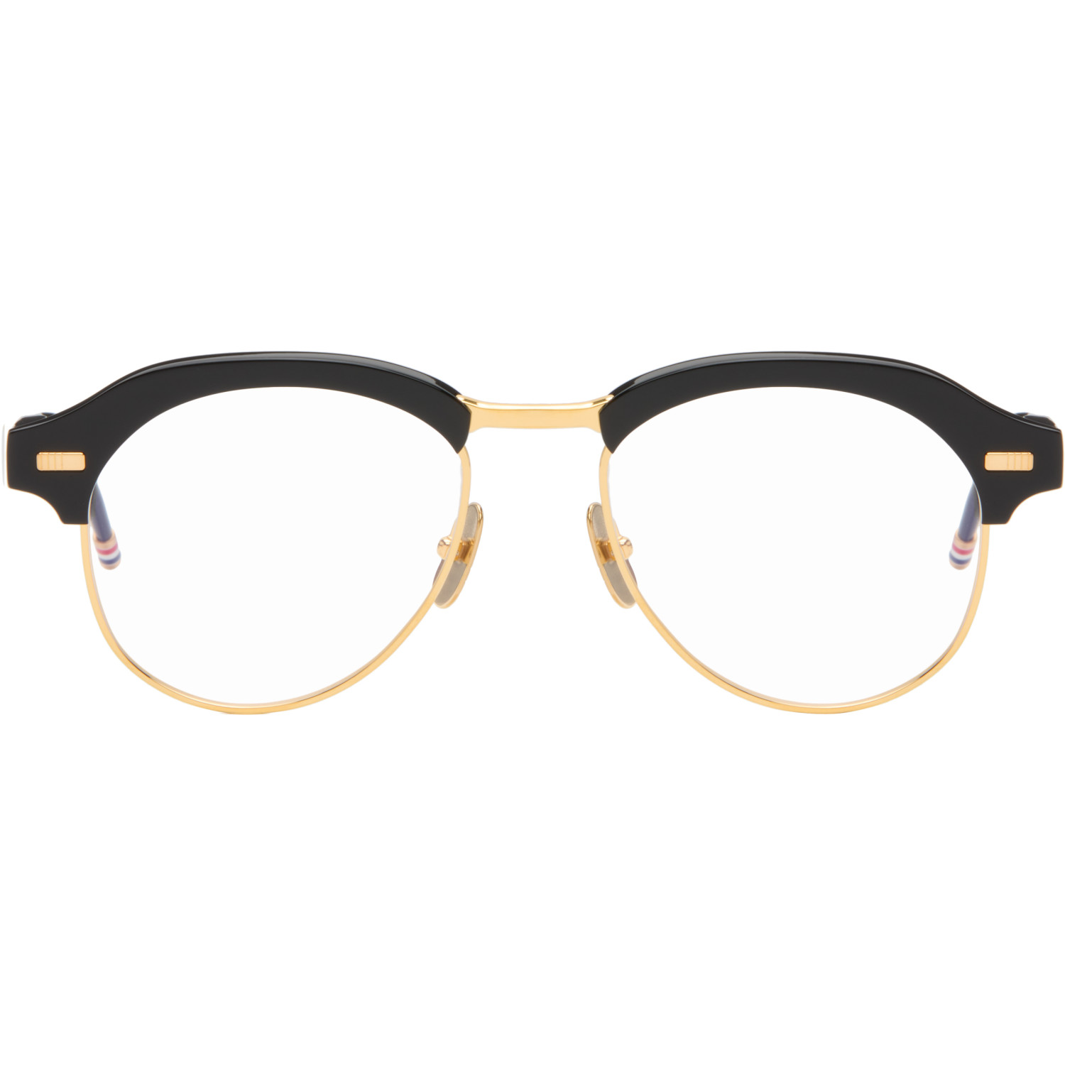 Thom Browne Black Acetate & Titanium Pilot Glasses