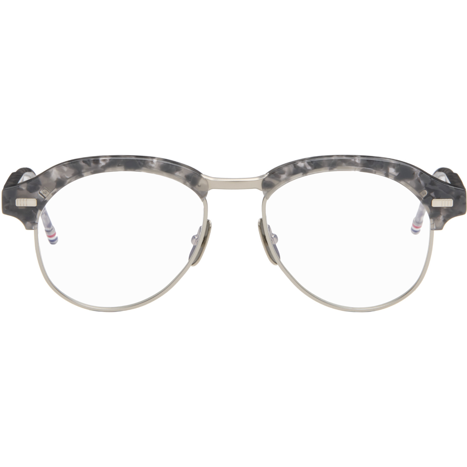 Thom Browne Gray Acetate & Titanium Pilot Glasses