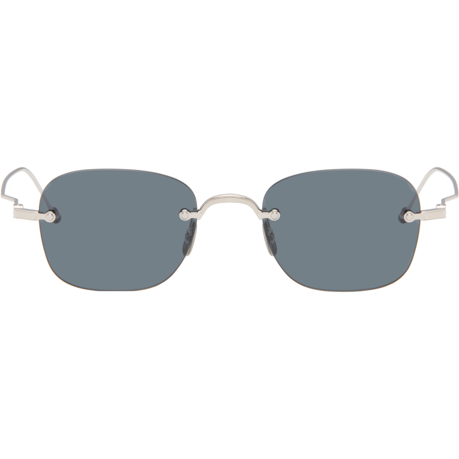 Thom Browne Silver Rectangular Rimless Sunglasses