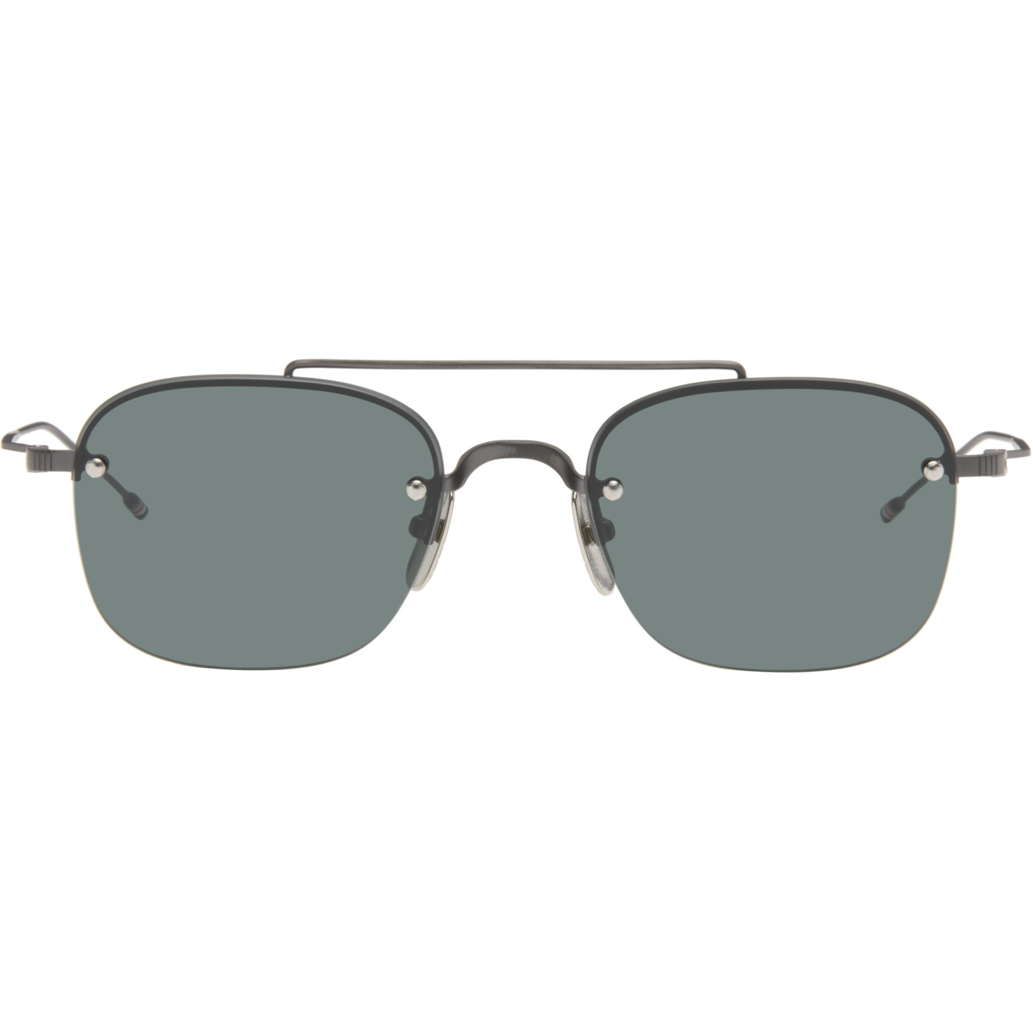 Thom Browne Gray Titanium Semi Rimless Pilot Sunglasses