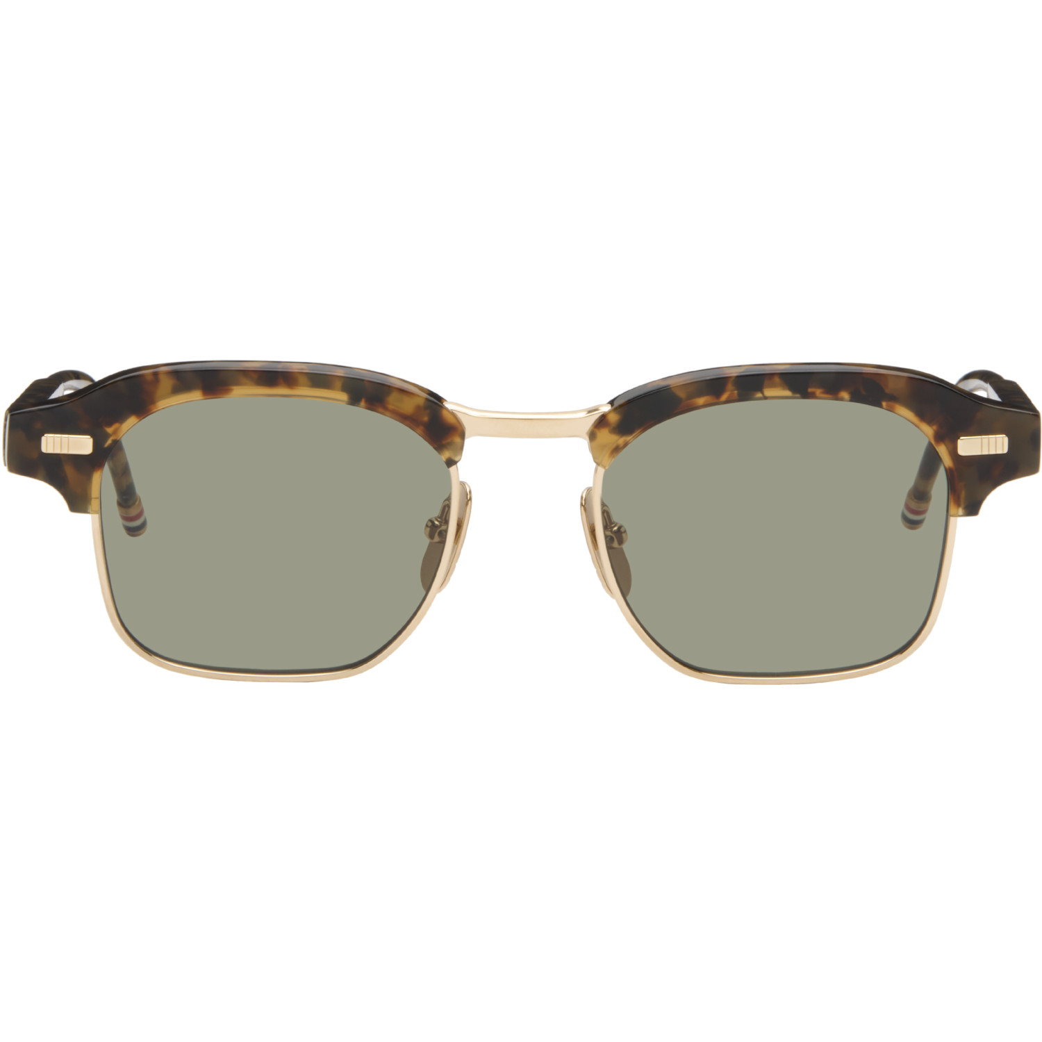 Thom Browne Brown Acetate & Titanium Square Sunglasses