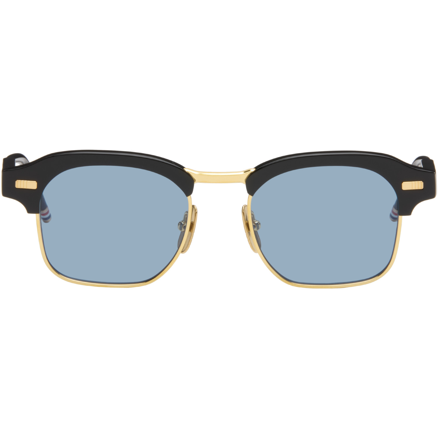 Thom Browne Black Acetate & Titanium Square Sunglasses