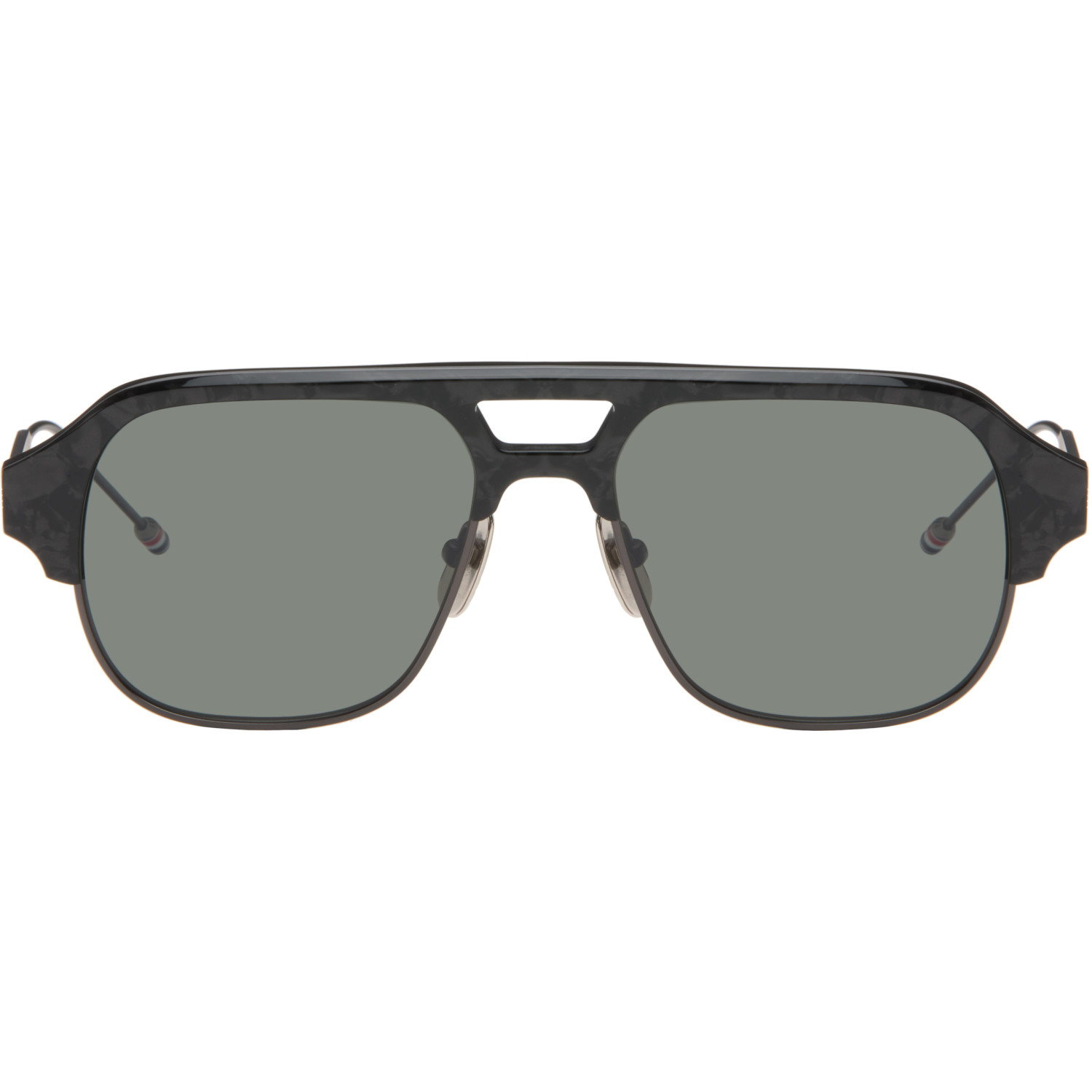 Thom Browne Black Acetate & Titanium Aviator Pilot Sunglasses