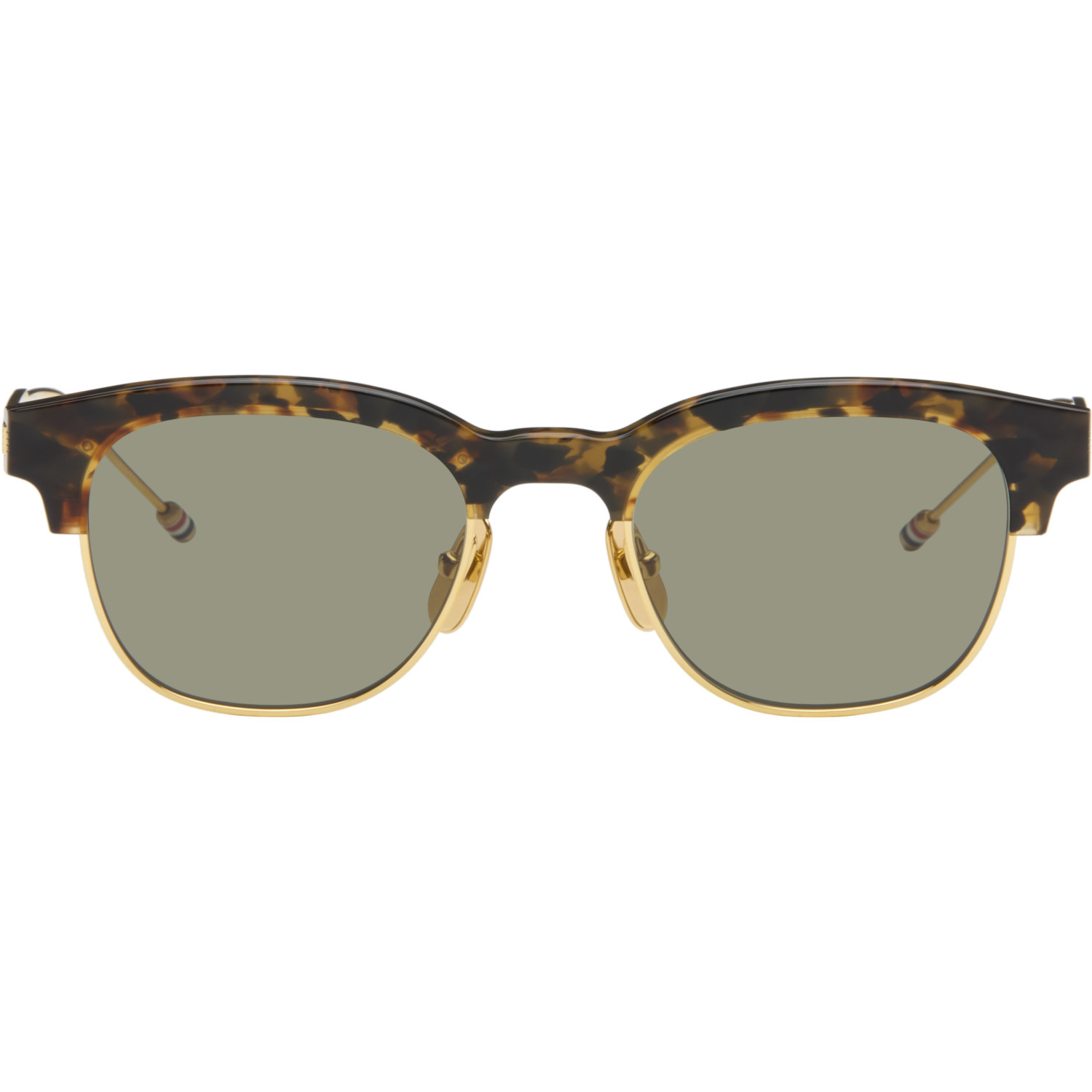 Thom Browne Brown Acetate & Titanium Oval Sunglasses