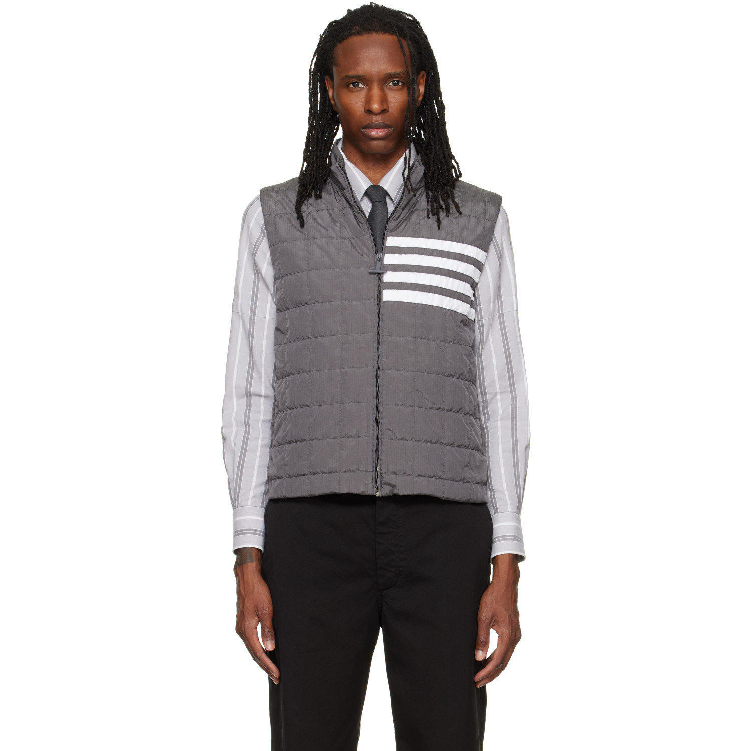Thom Browne Gray Ripstop Light Weight Down Vest