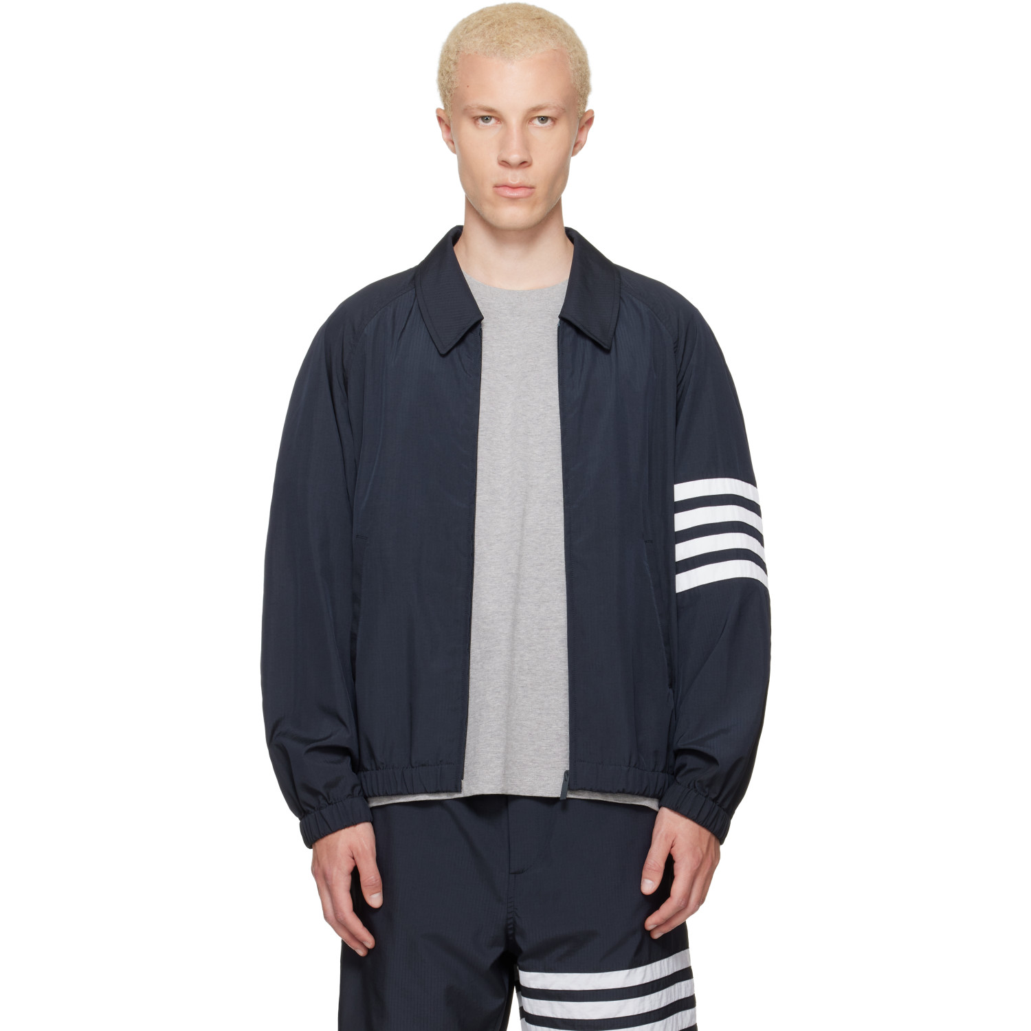 Thom Browne Navy Ripstop Raglan Coach Jacket