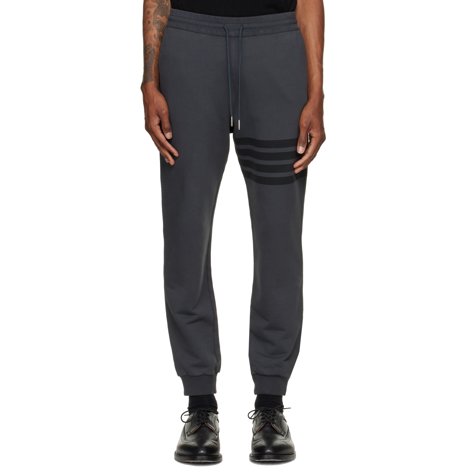 Thom Browne Gray Solid Loopback 4-Bar Sweatpants