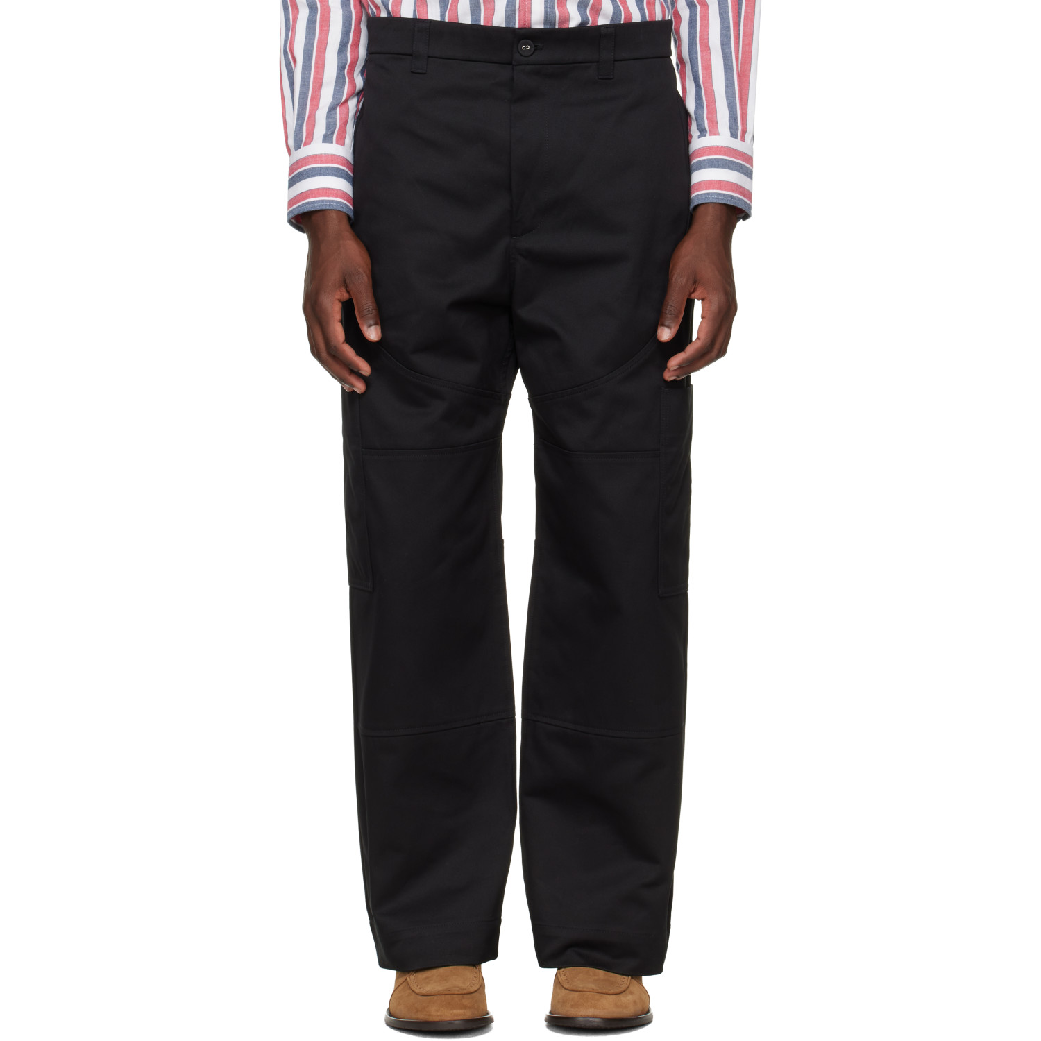 Thom Browne Black Wide Leg Chap Painter Pants