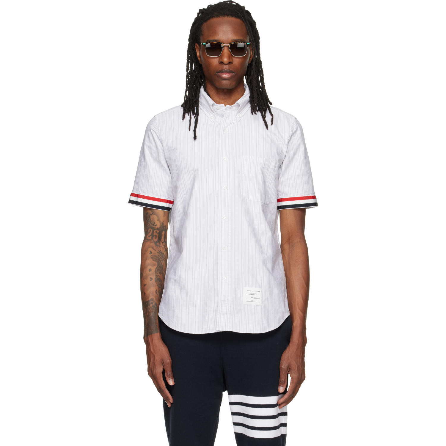 Thom Browne Gray Straight Fit Button Down Short Sleeve Shirt