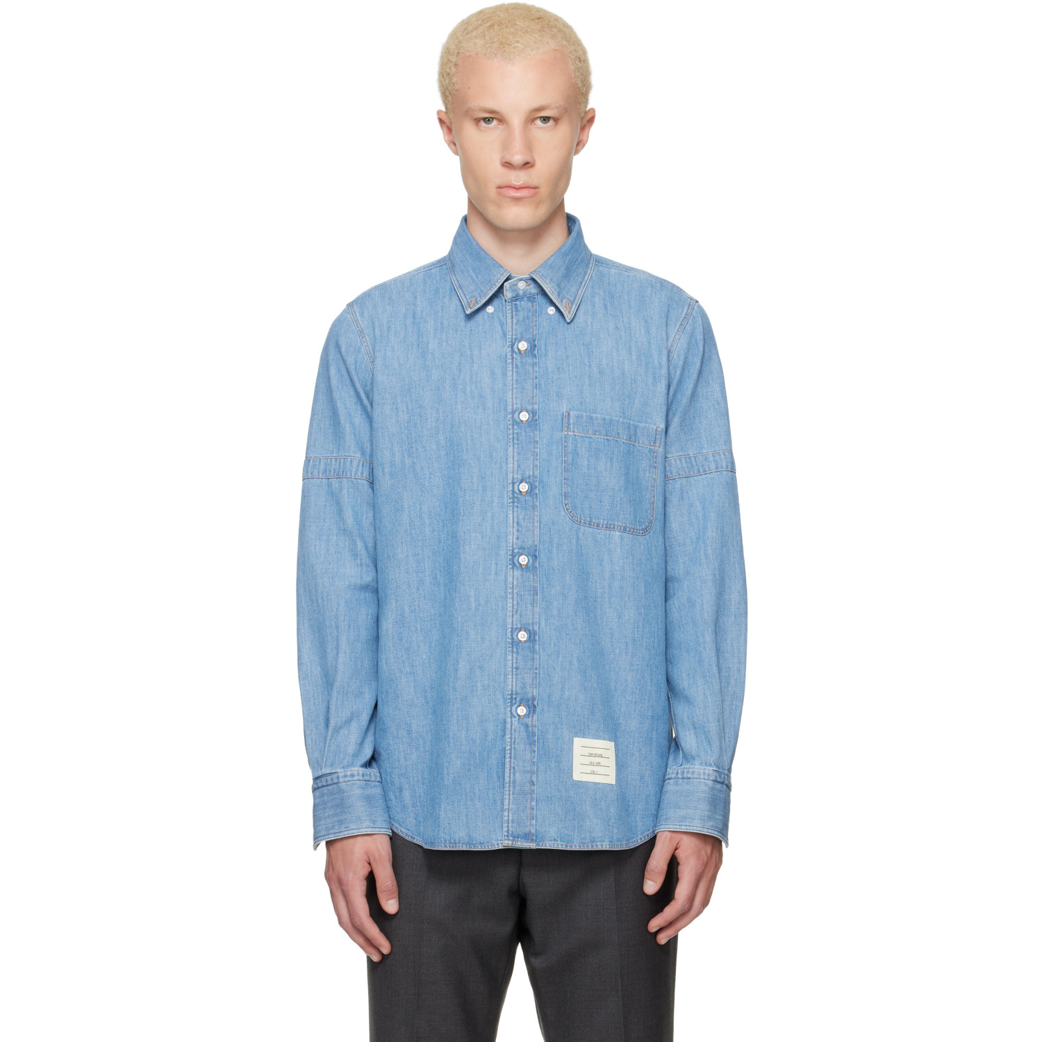 Thom Browne Blue Denim Armband Shirt
