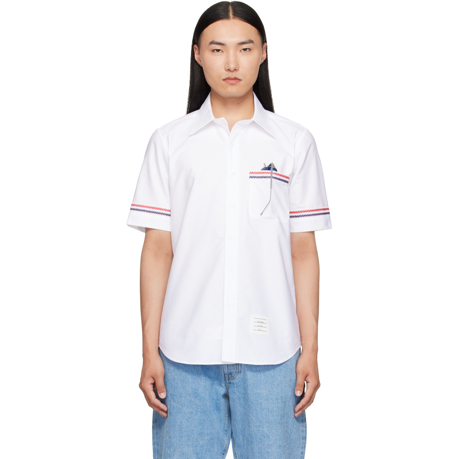 Thom Browne White Straight Fit Oxford Shirt