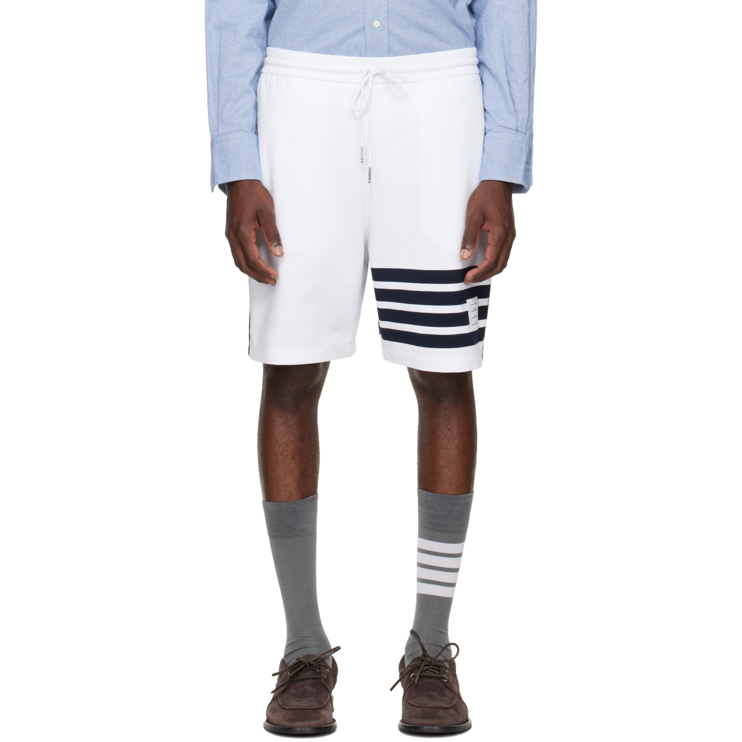 Thom Browne White Loopback 4-Bar Sweat Shorts
