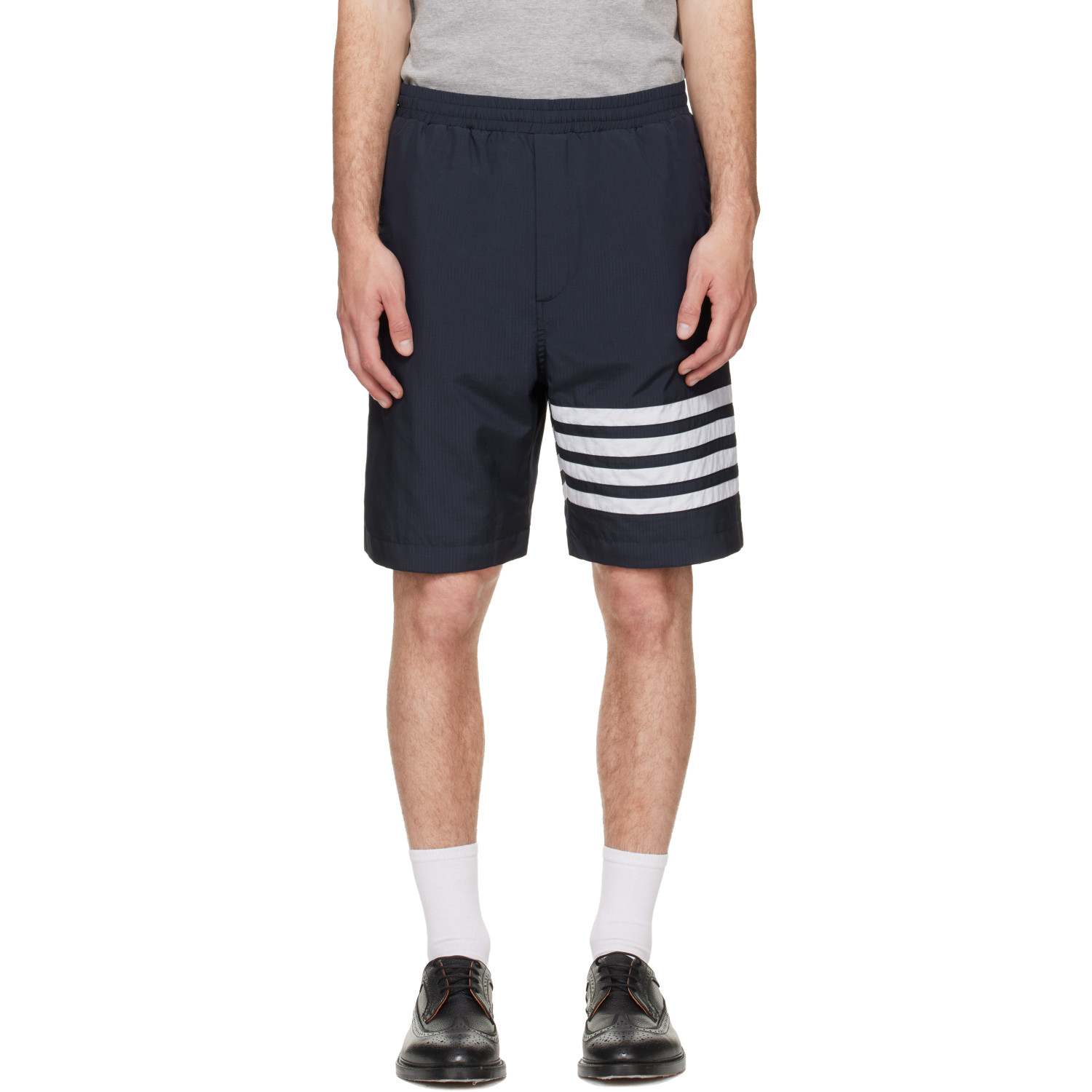 Thom Browne Navy Ripstop 4-Bar Track Shorts