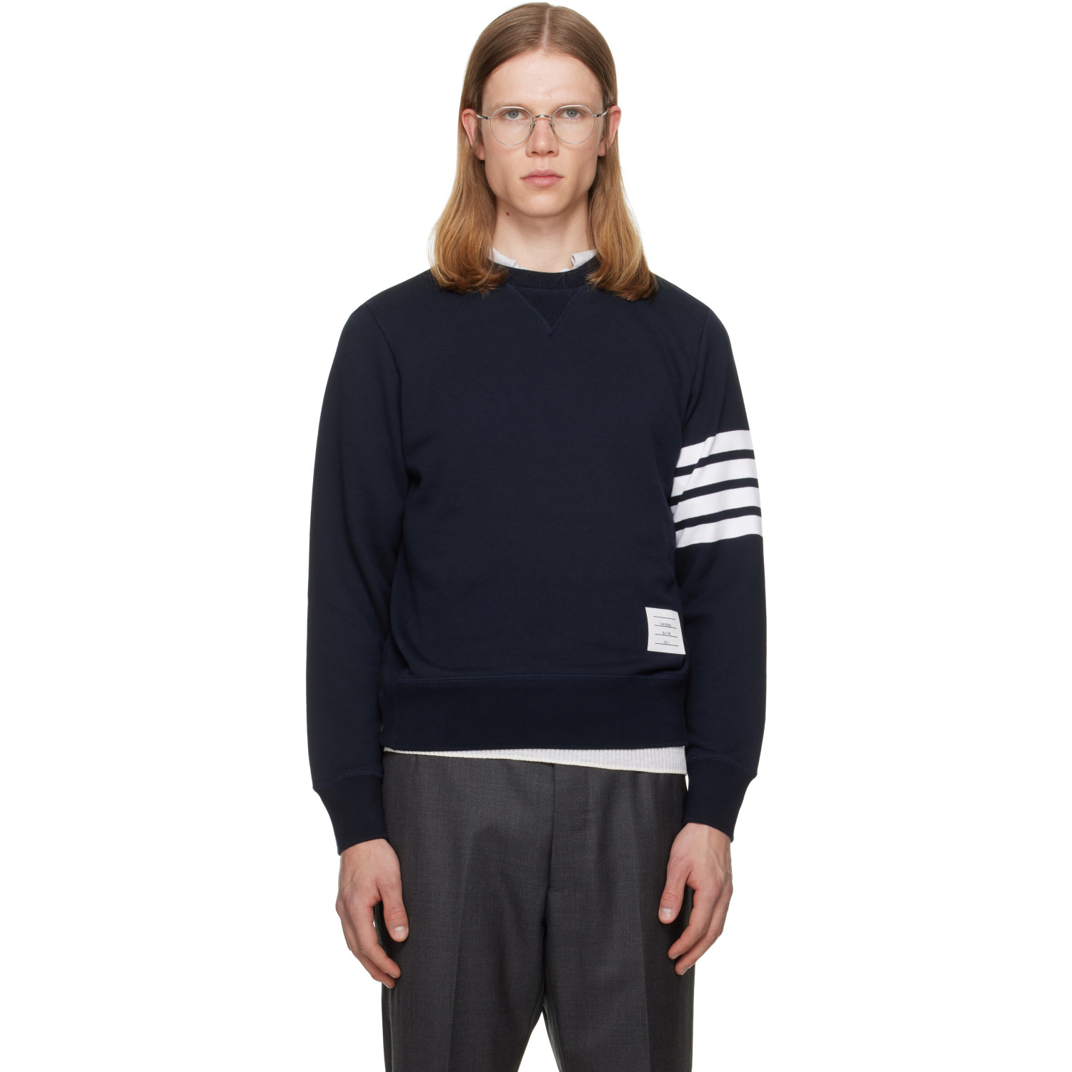 Thom Browne Navy Classic Loopback 4-Bar Sweatshirt