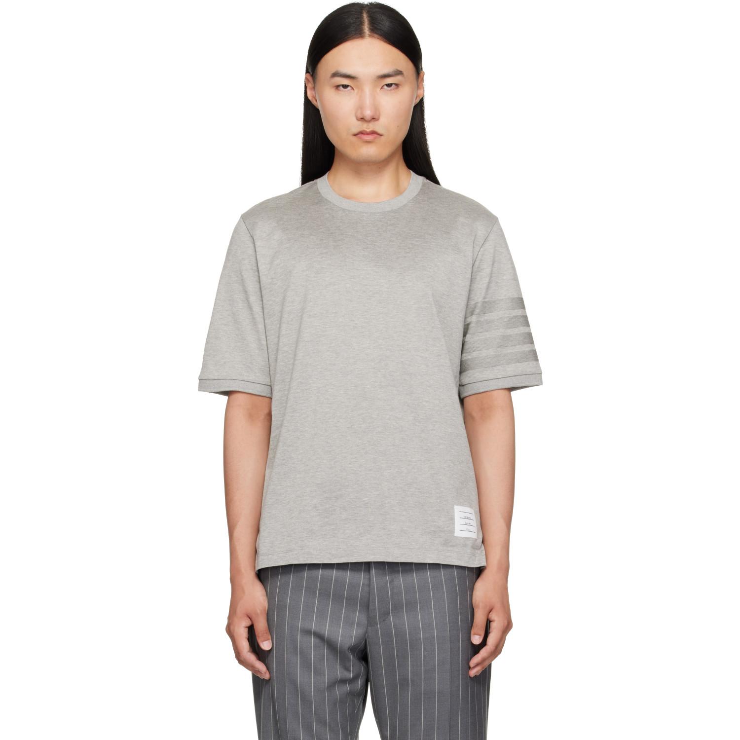 Thom Browne Gray Jersey Ottoman 4-Bar T-Shirt