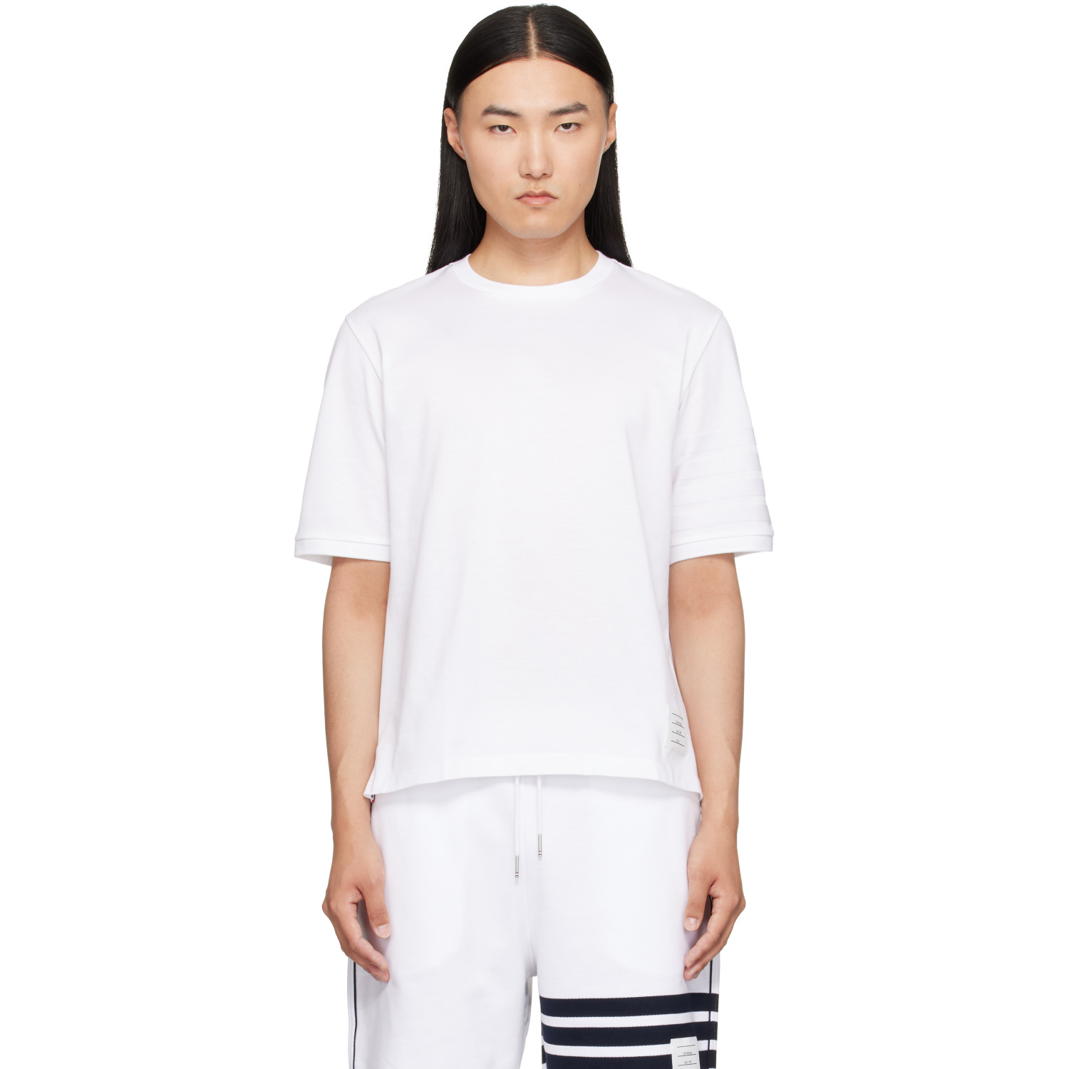 Thom Browne White Jersey Ottoman 4-Bar T-Shirt