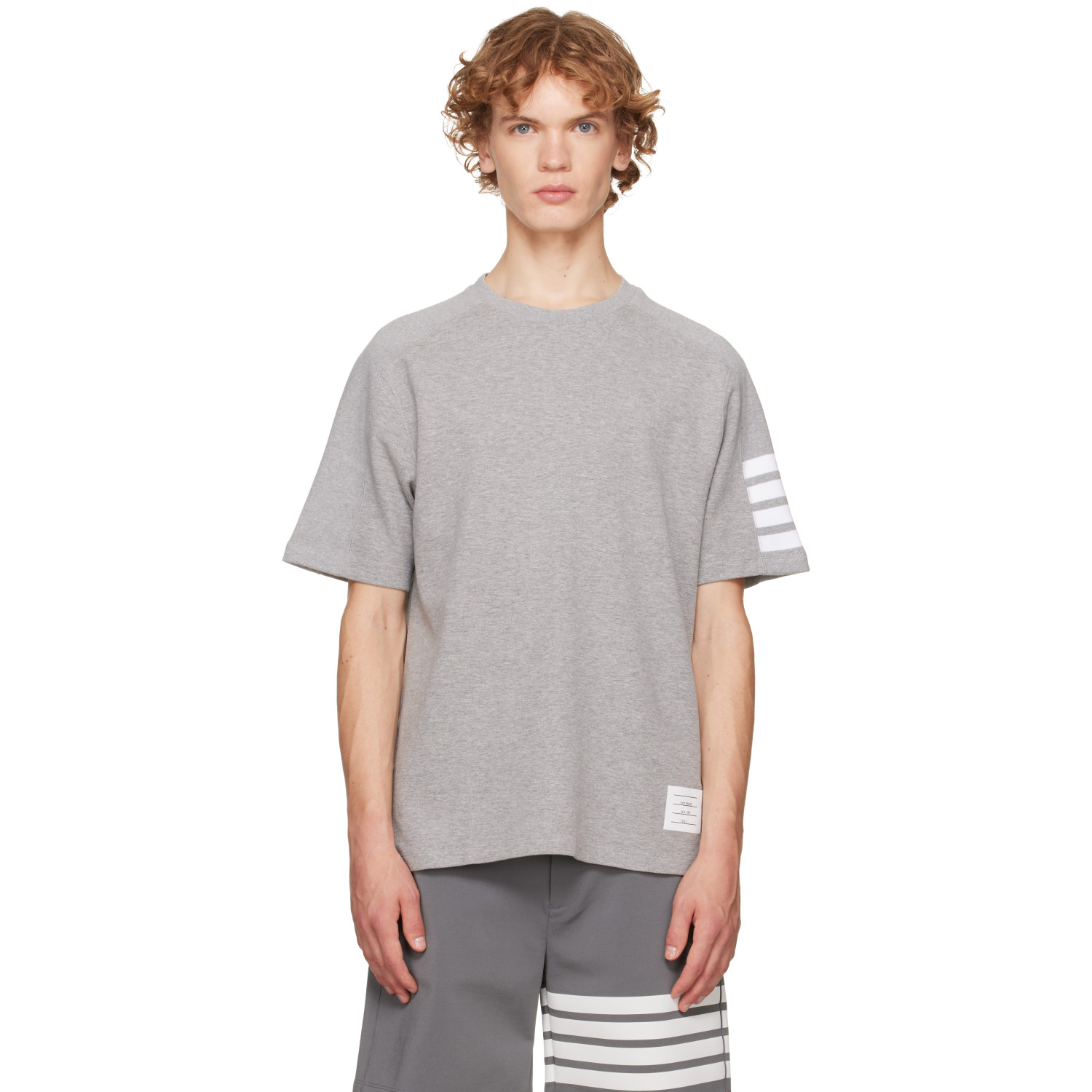 Thom Browne Gray Milano Cotton 4-Bar T-shirt