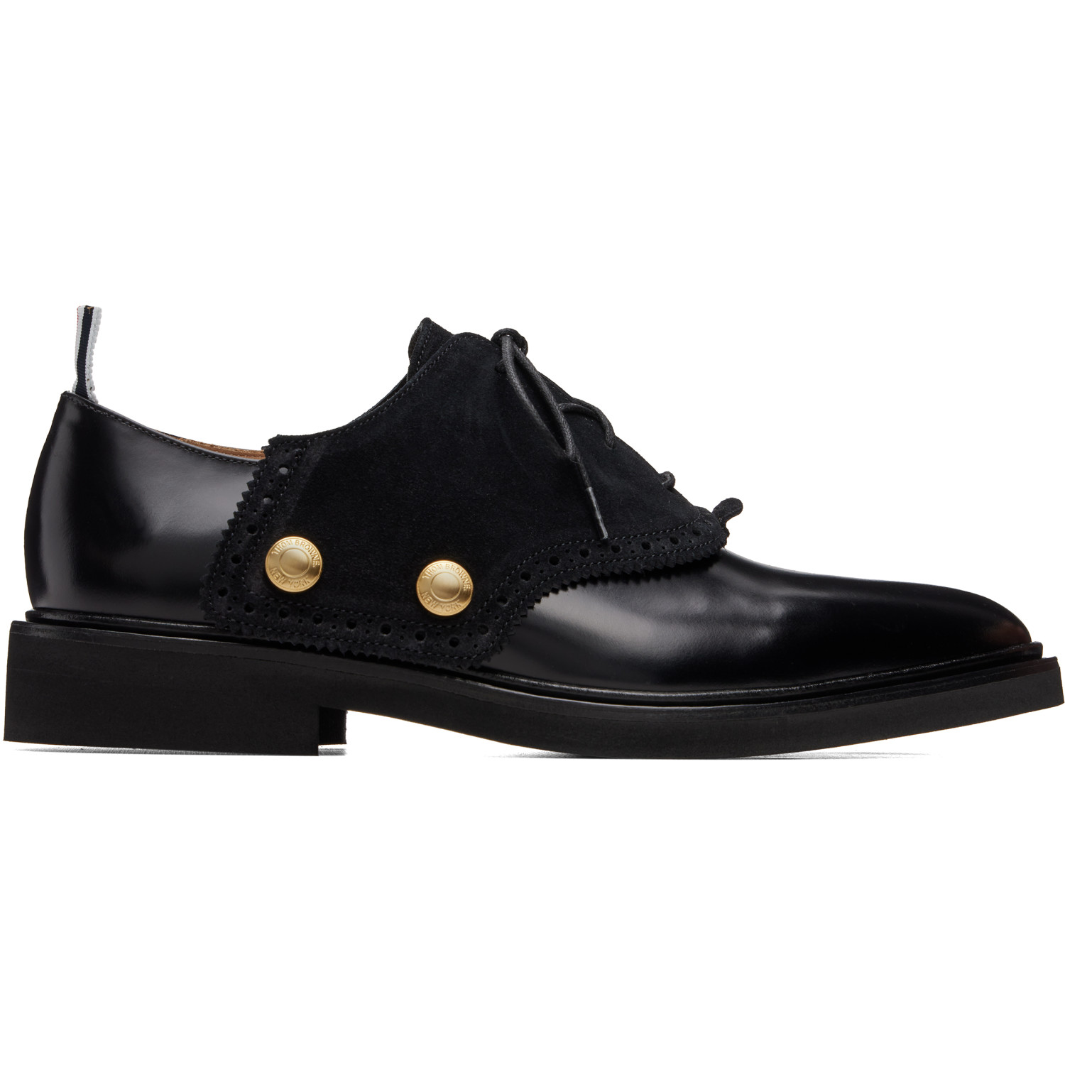 Thom Browne Black Soft Spazzolato Micro Sole Saddle Derbys