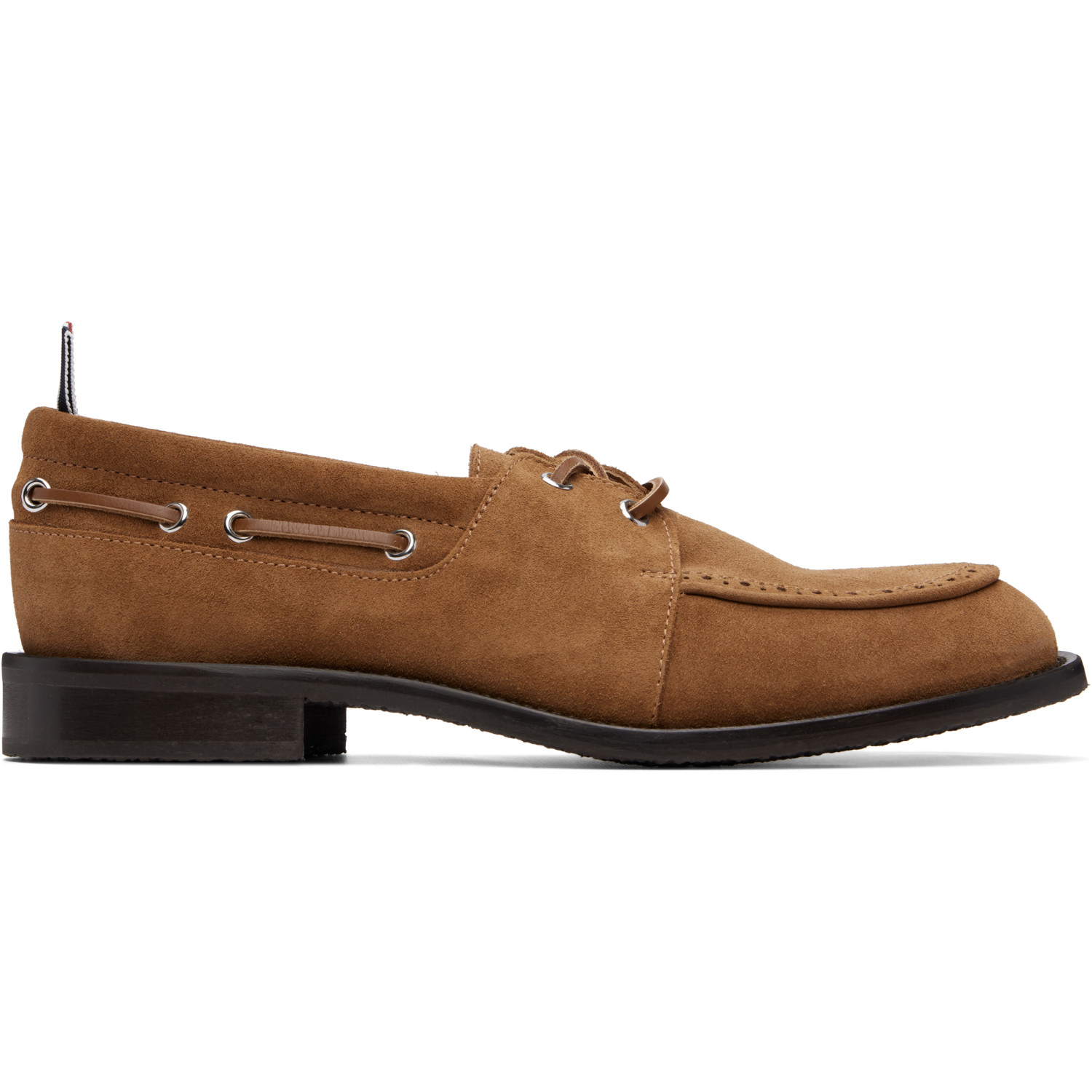 Thom Browne Brown Calf Suede Boat Shoes