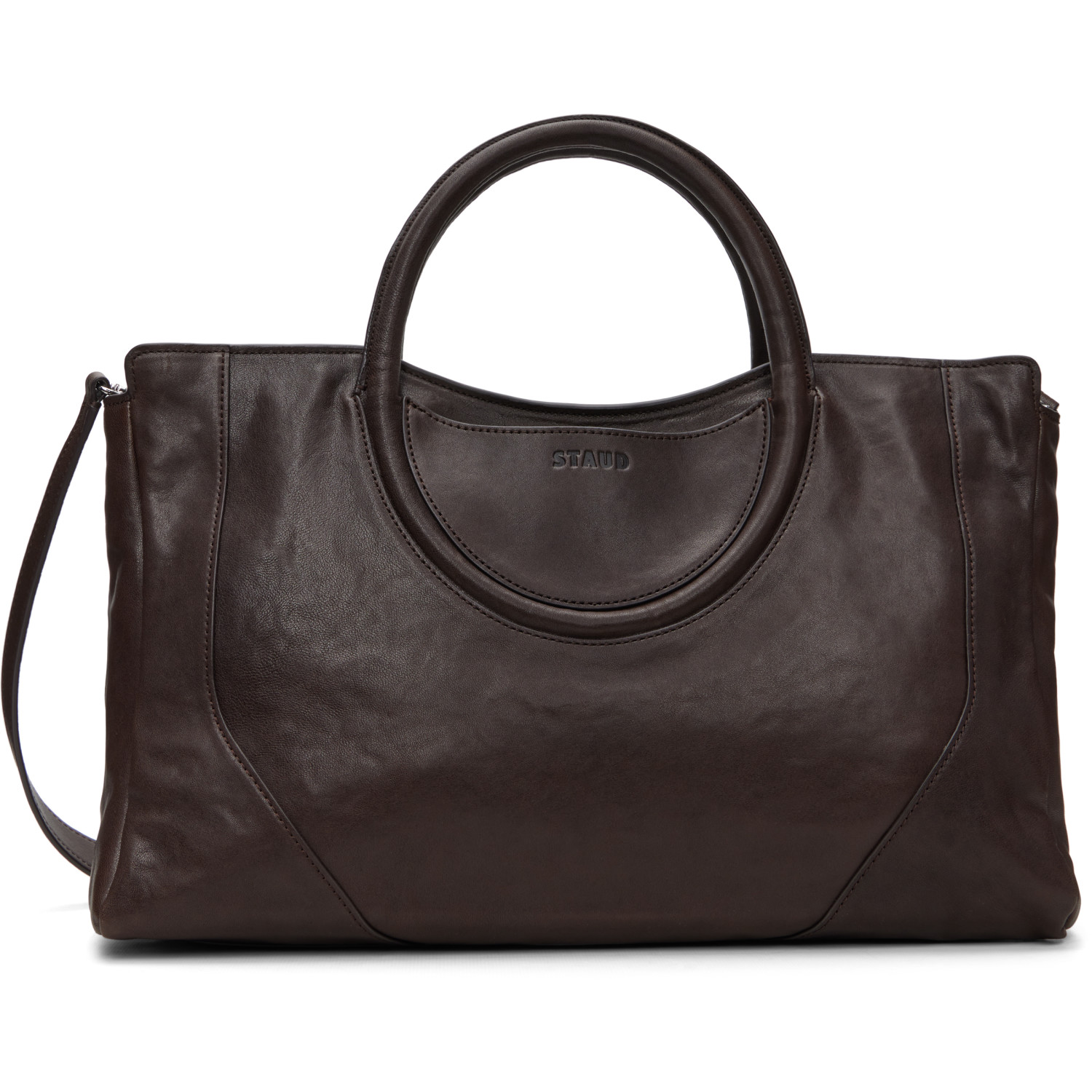 Staud Brown Maude Satchel Tote