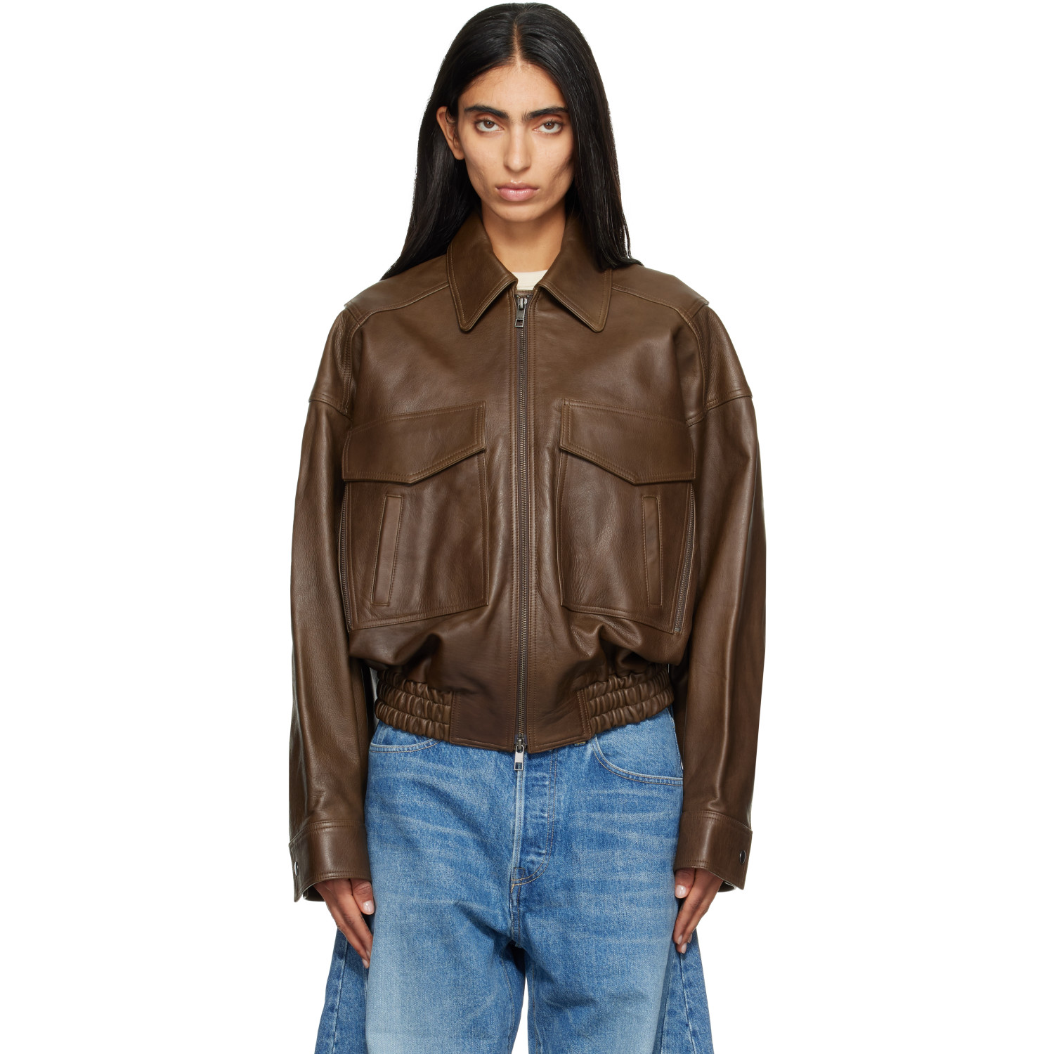 Staud Brown Eugene Leather Jacket