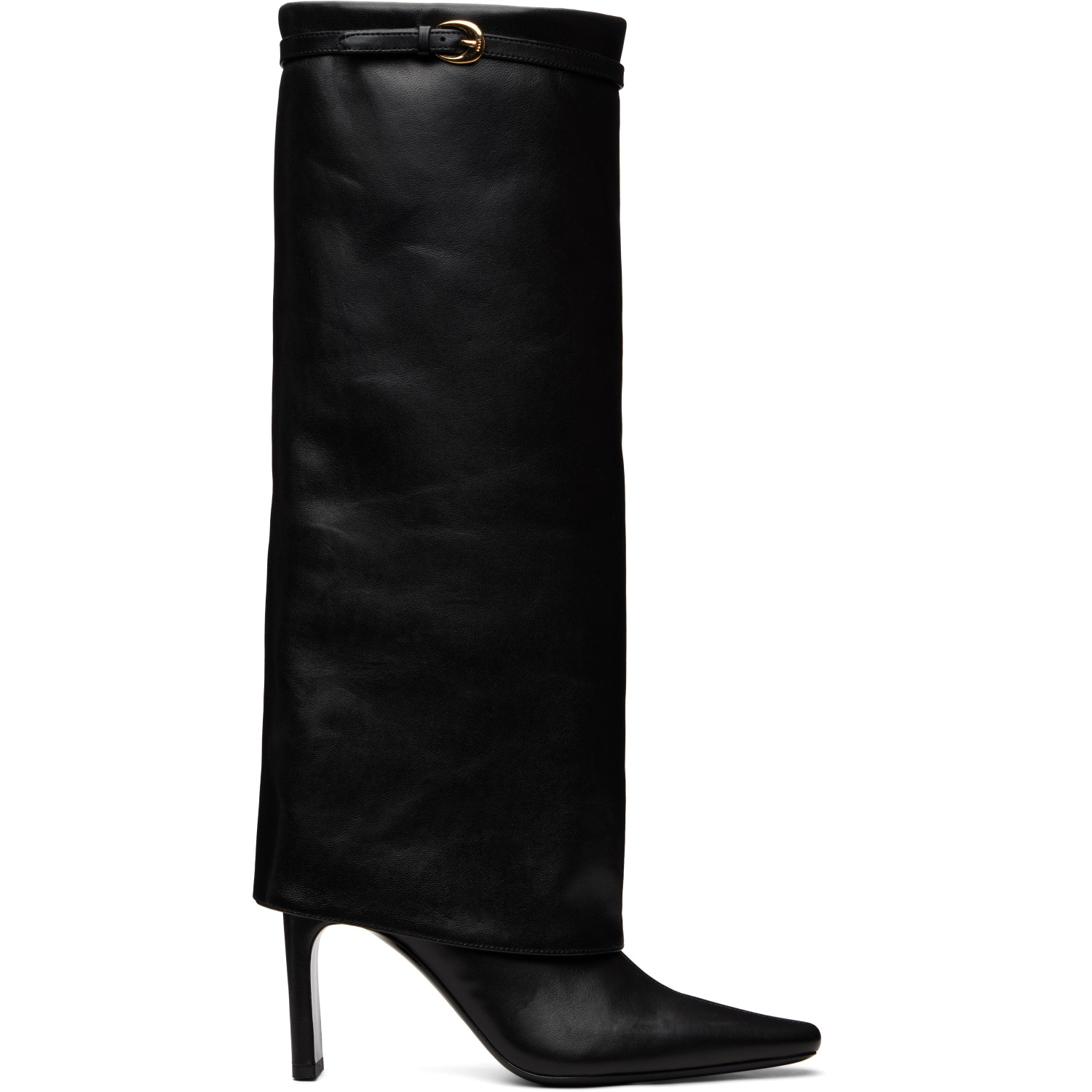 Staud Black Wally Foldover High Heel Boots
