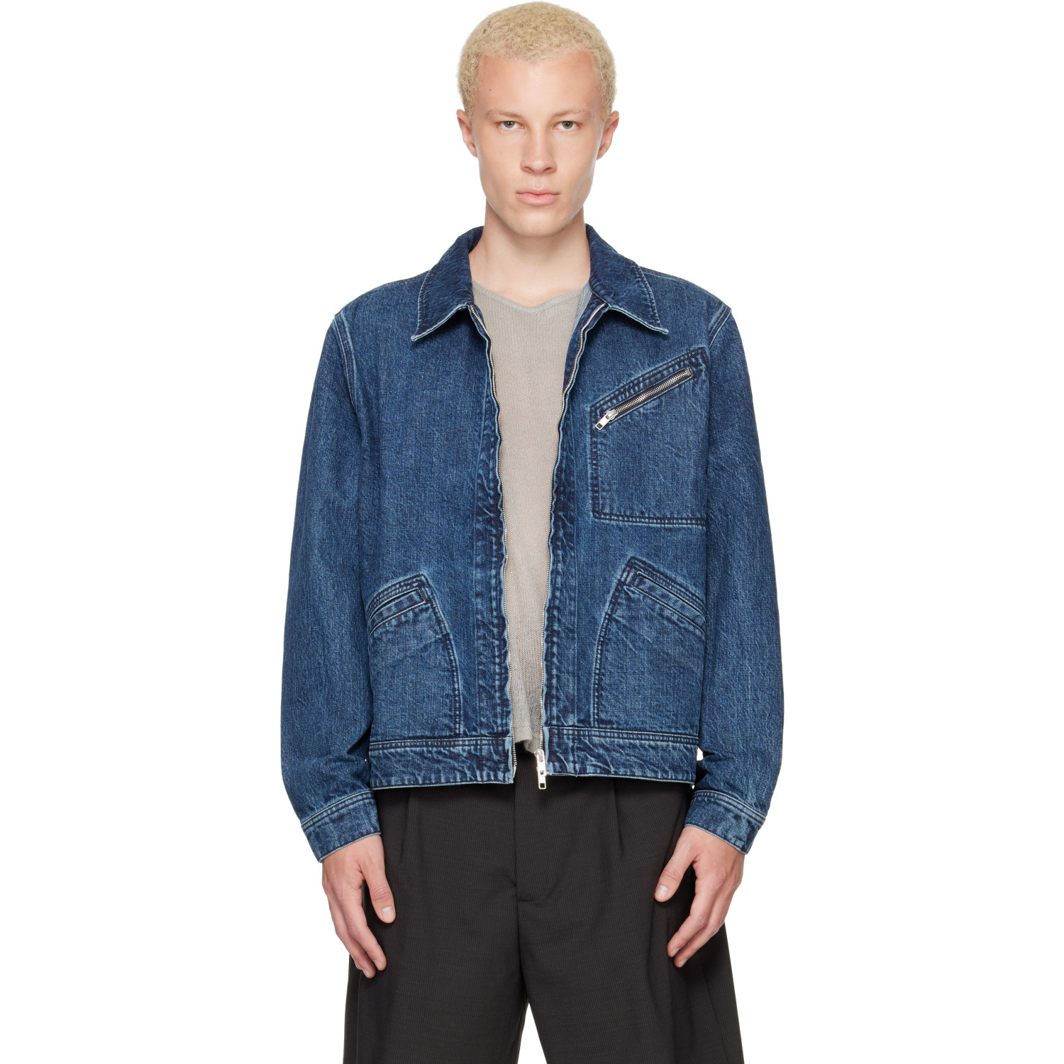 Kenzo Navy Kenzo Paris 'KENZO Signature' Utility Denim Jacket