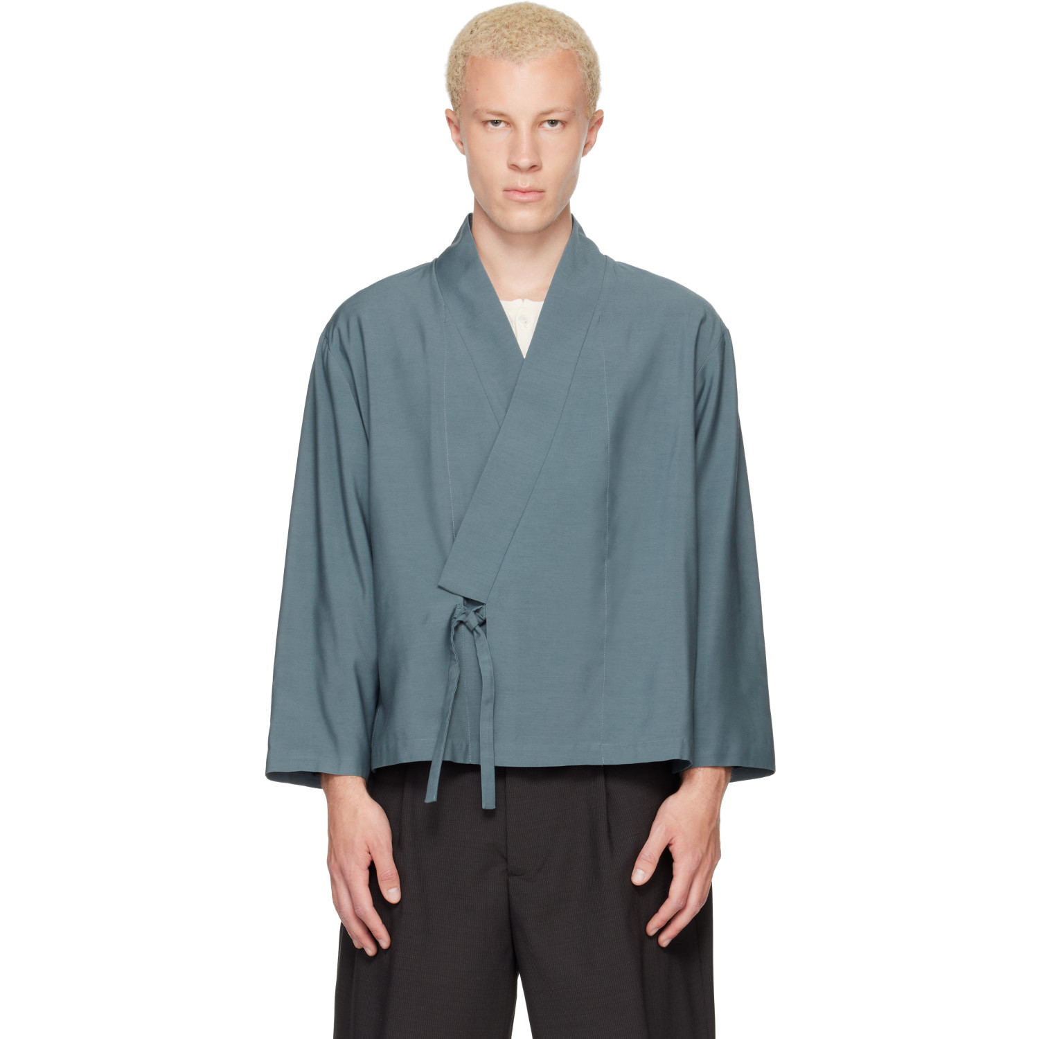 Kenzo Navy Kenzo Paris Viscose & Wool Kimono Jacket