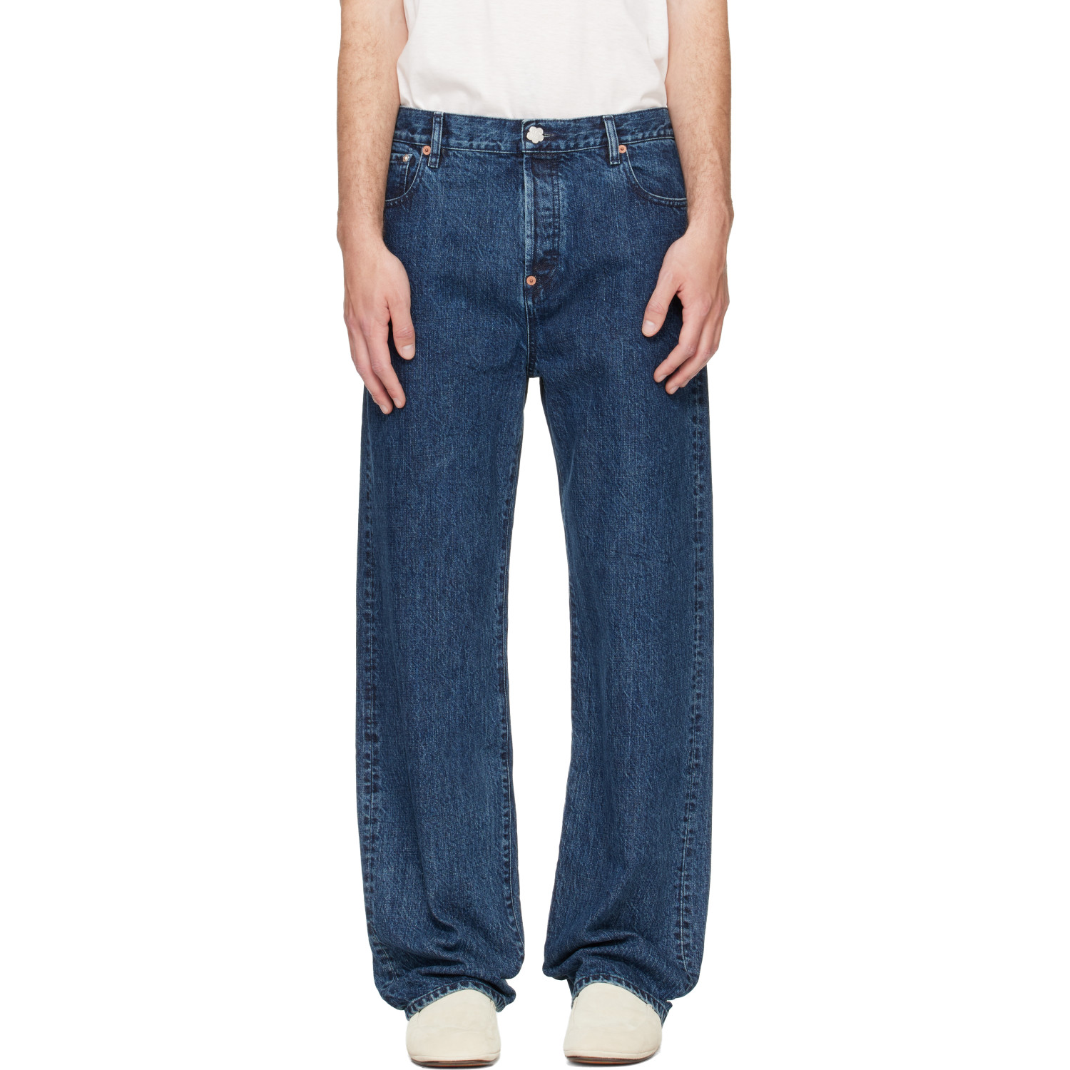 Kenzo Blue Kenzo Paris 'KENZO Signature' Straight Fit Jeans