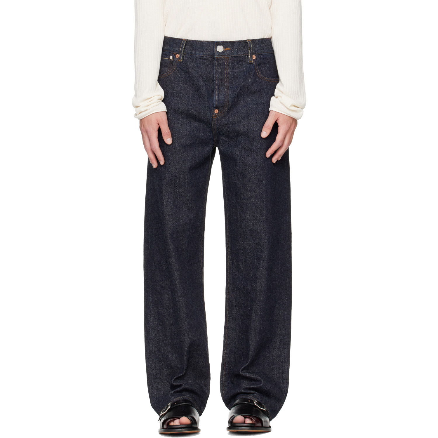 Kenzo Navy Kenzo Paris 'KENZO Tulip' Straight Fit Jeans