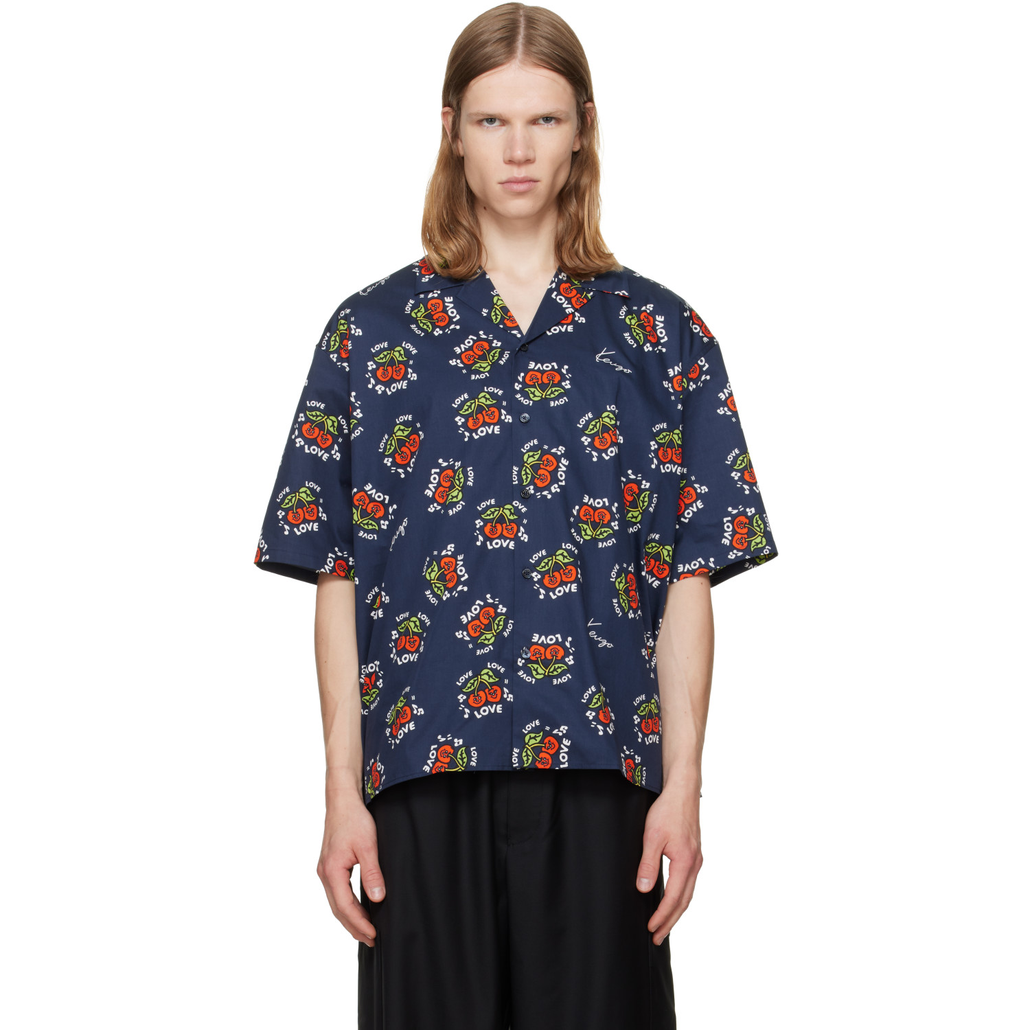 Kenzo Navy Kenzo Paris 'KENZO Loves' Short Sleeve Shirt