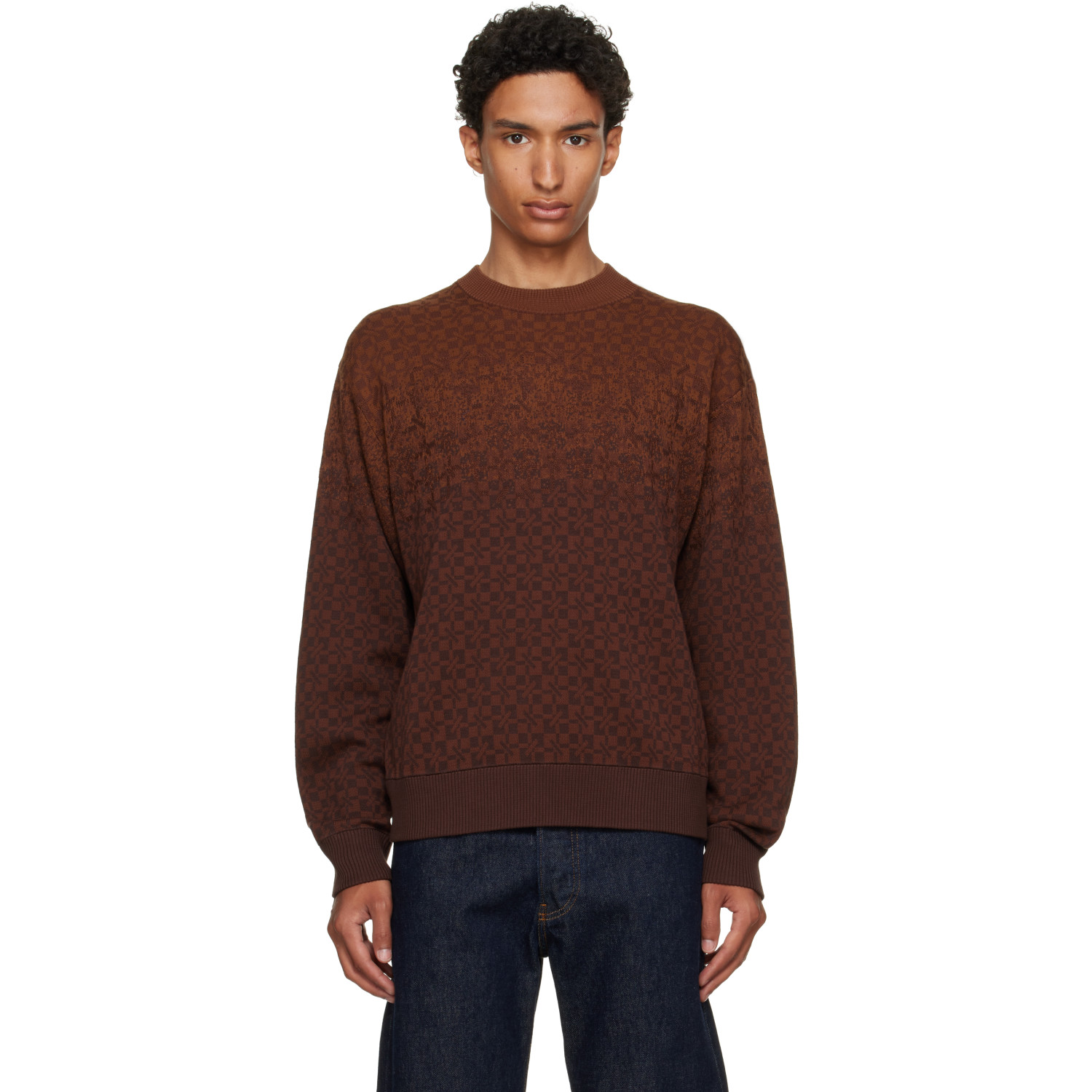 Kenzo Brown Kenzo Paris 'Kenzogram' Cotton Sweater