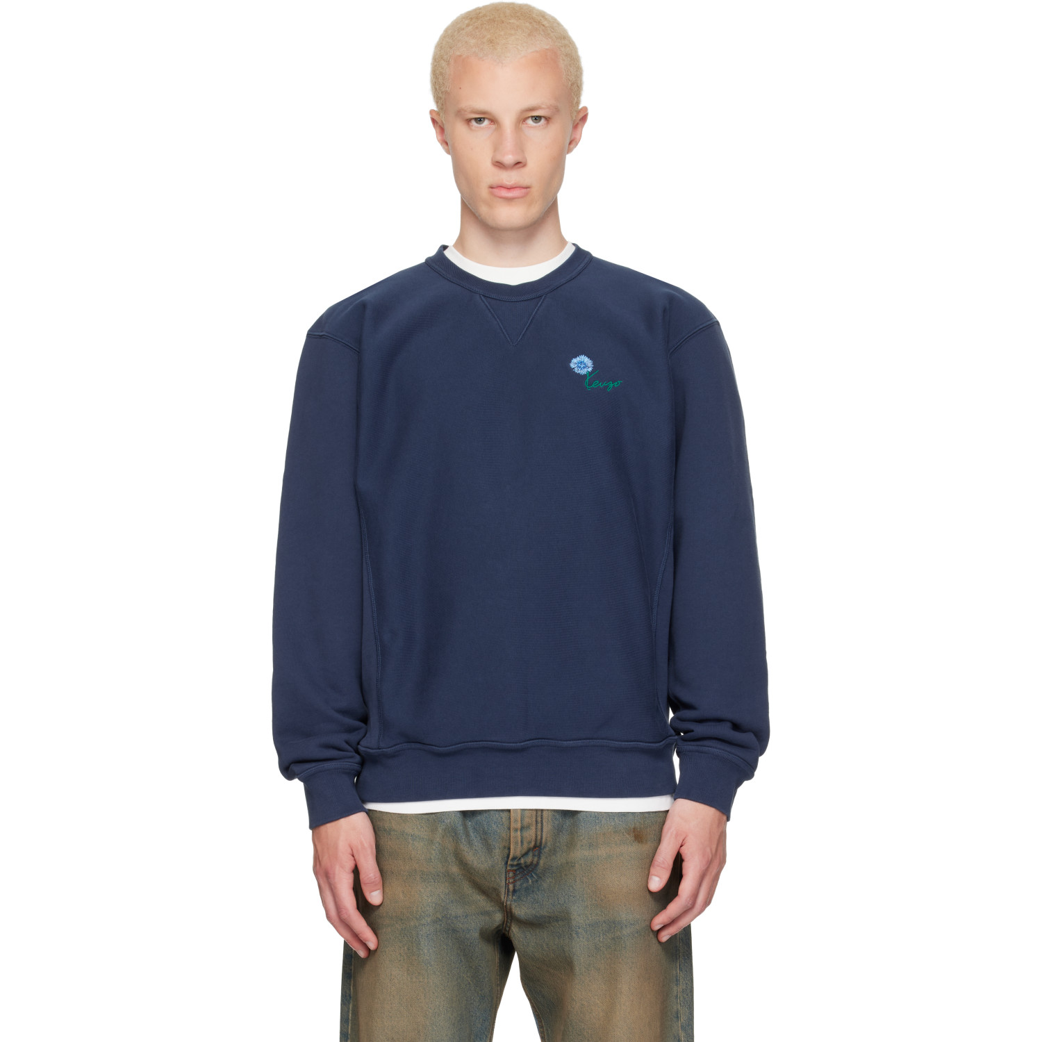 Kenzo Navy Kenzo Paris 'KENZO Tulip' Embroidered Sweatshirt