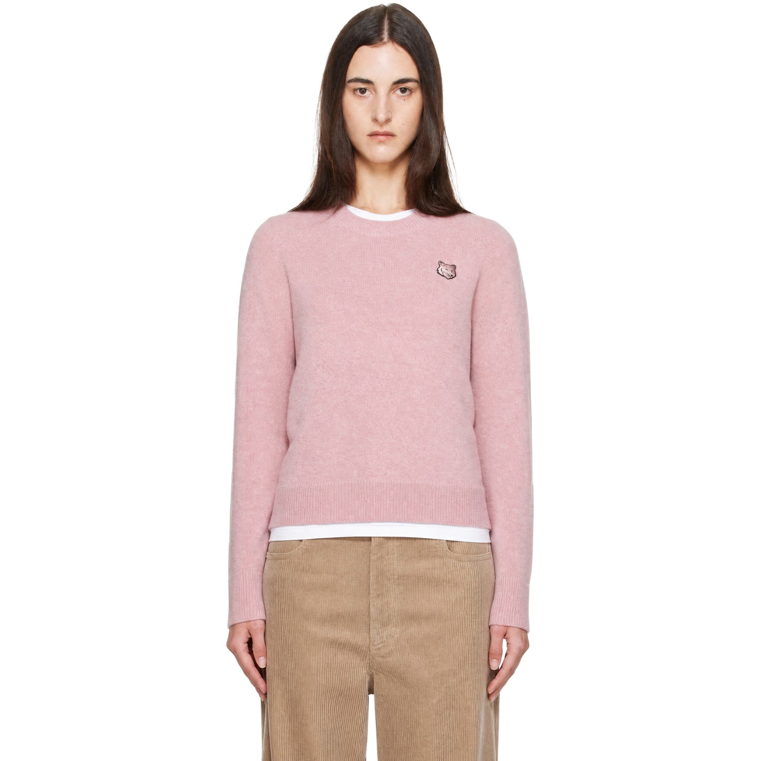 Maison Kitsuné Pink Fox Head Lambswool Comfort Sweater