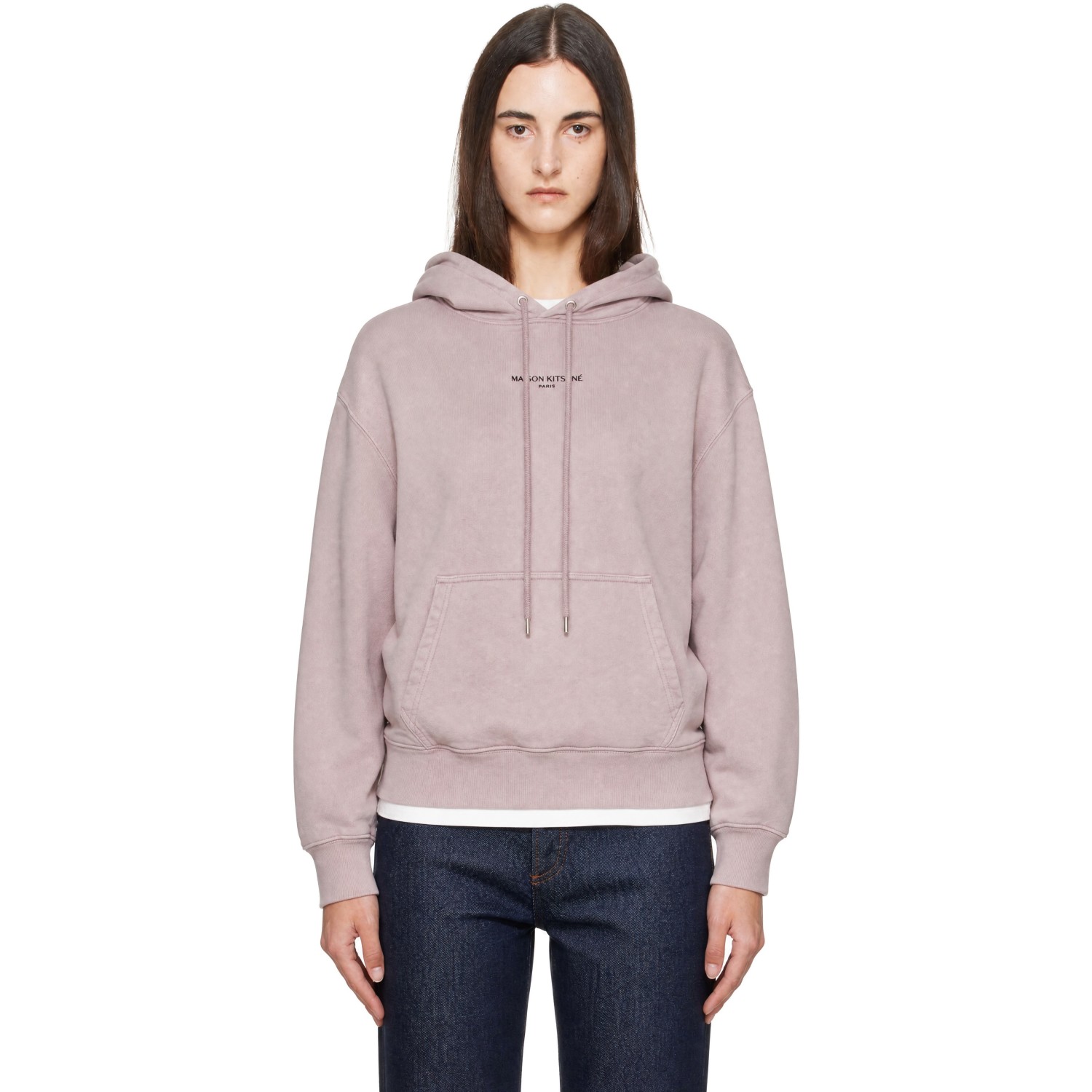 Maison Kitsuné Purple 'Maison Kitsune Paris' Faded Comfort Hoodie