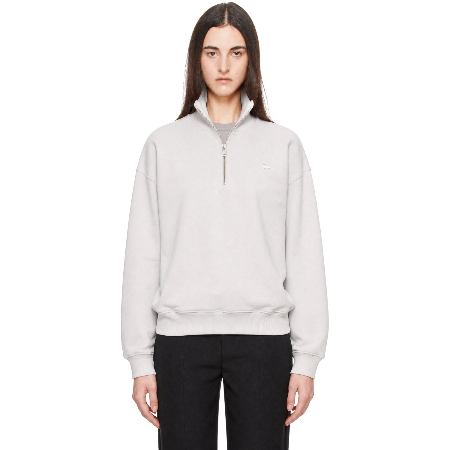 Maison Kitsuné Gray Baby Fox Half Zip Sweatshirt