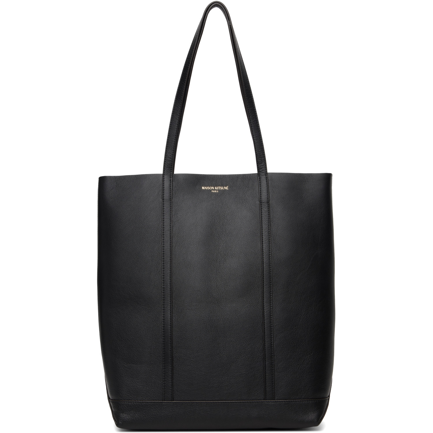 Maison Kitsuné Black 'Maison Kitsuné Paris' Leather Tote