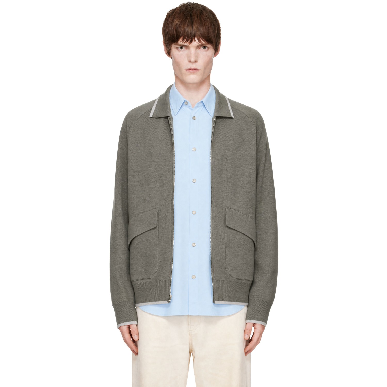 Maison Kitsuné Gray 'Maison Kitsune Paris' Flap Pocket Jacket