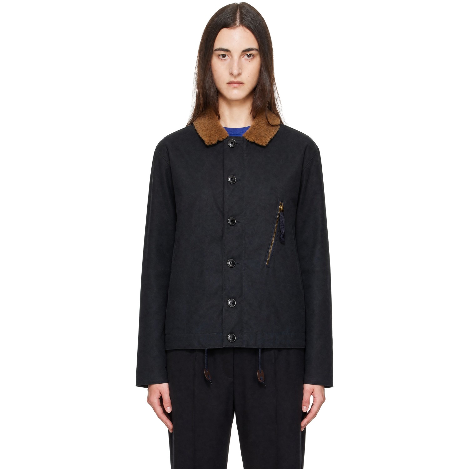Barbour Navy Macklow Waxed Jacket