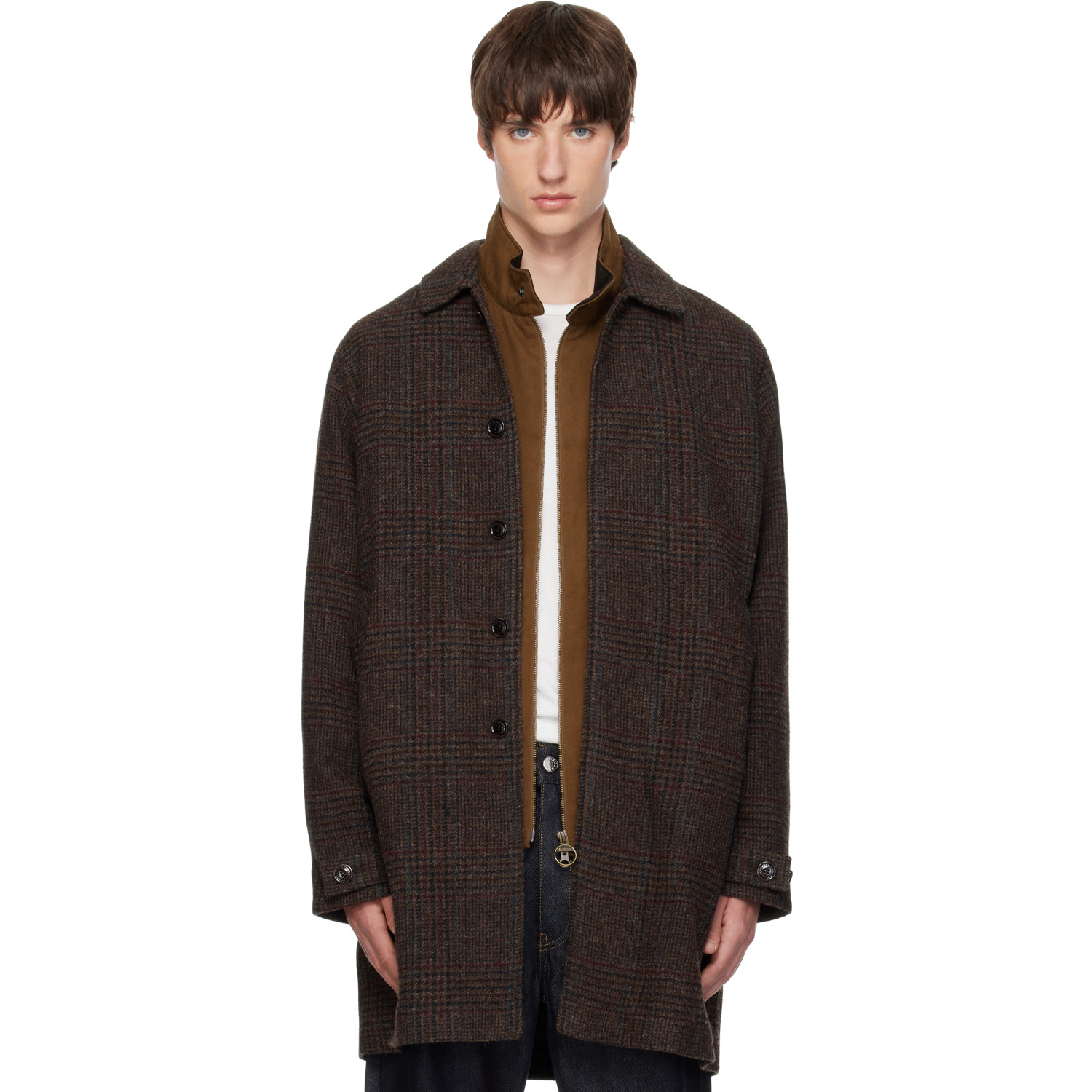 Barbour Brown Lorden Check Wool Coat