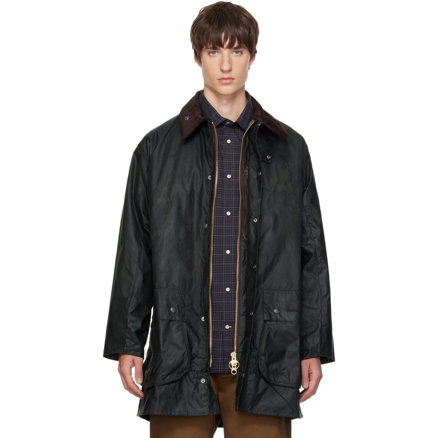 Barbour Green Border Waxed Coat