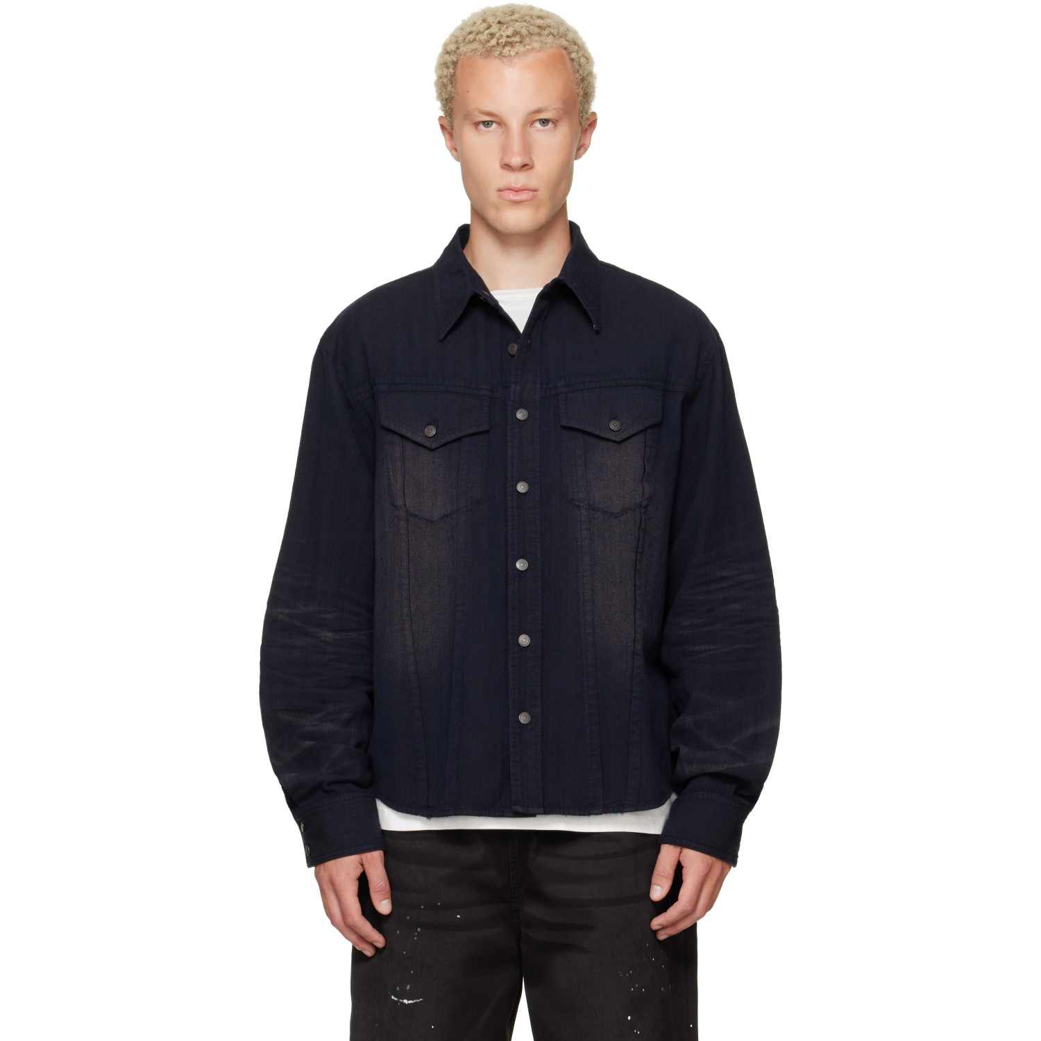 MMIC Navy Ridge Herringbone Shirt