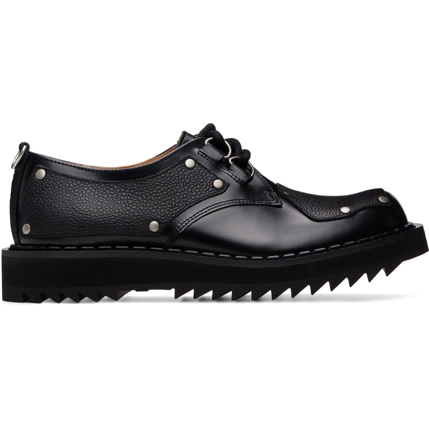 George Cox Black Ripple Bump-toe Panel Derbys