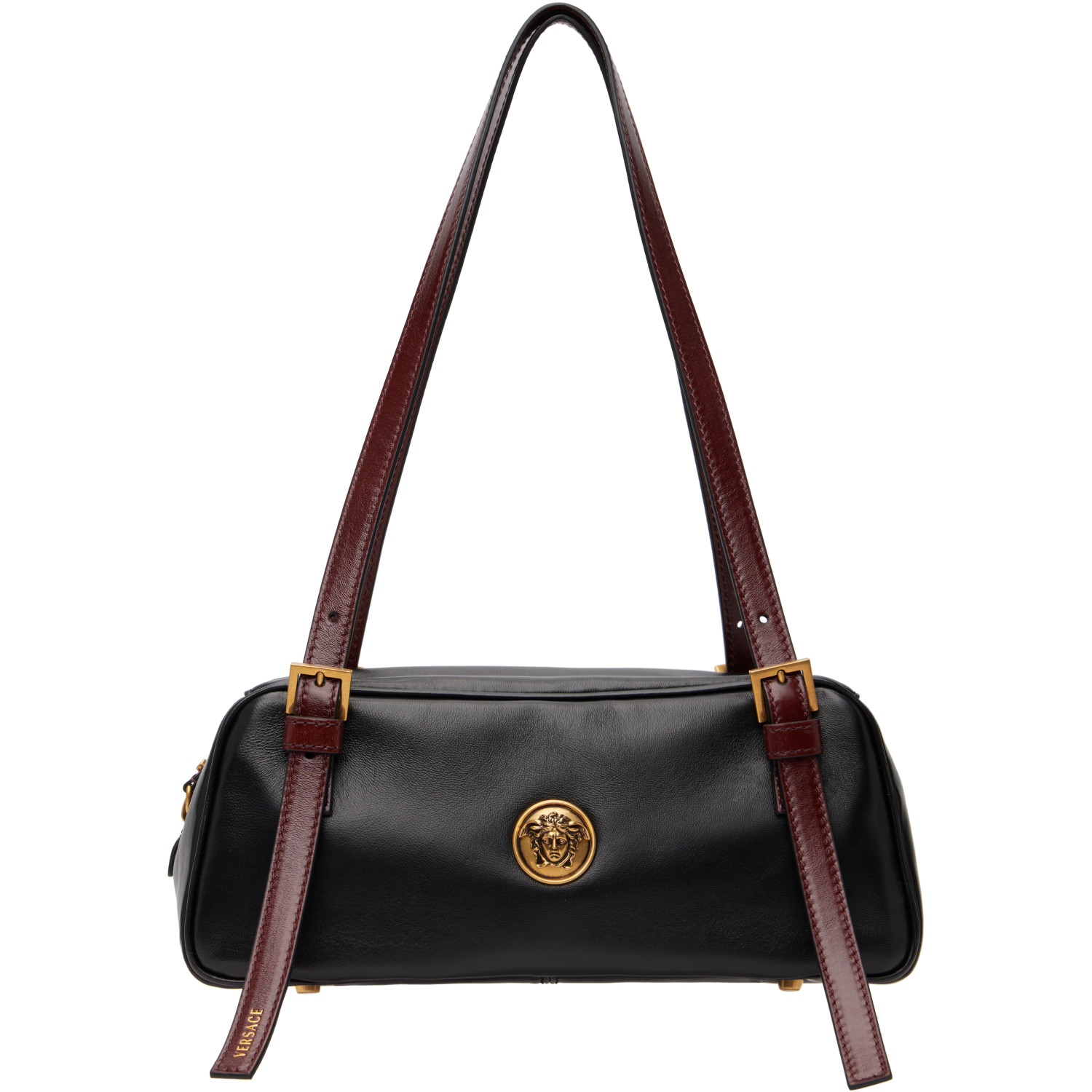 Versace Black & Brown Emblème Nappa Bowling Bag