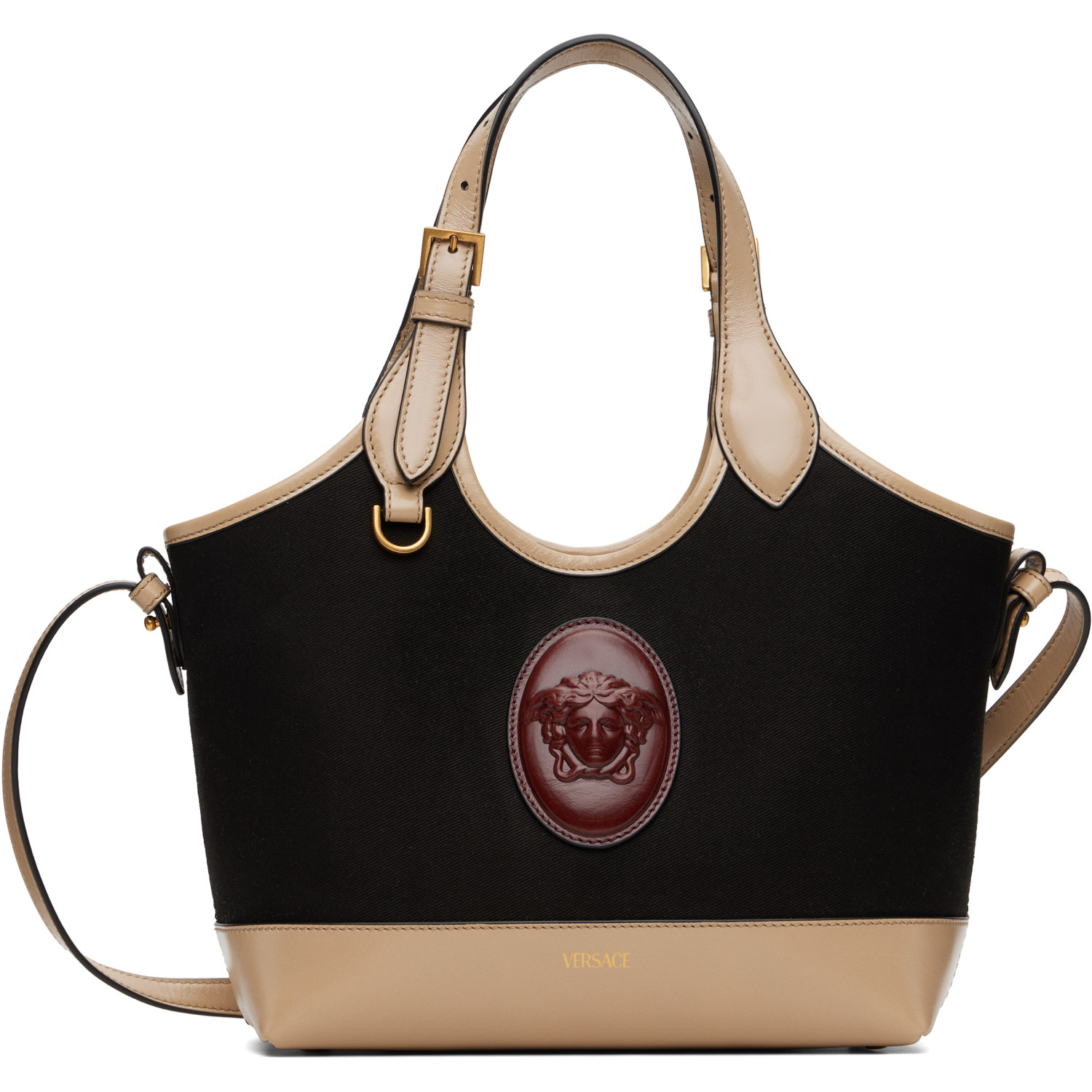 Versace Black & Beige Rivière Small Canvas Tote