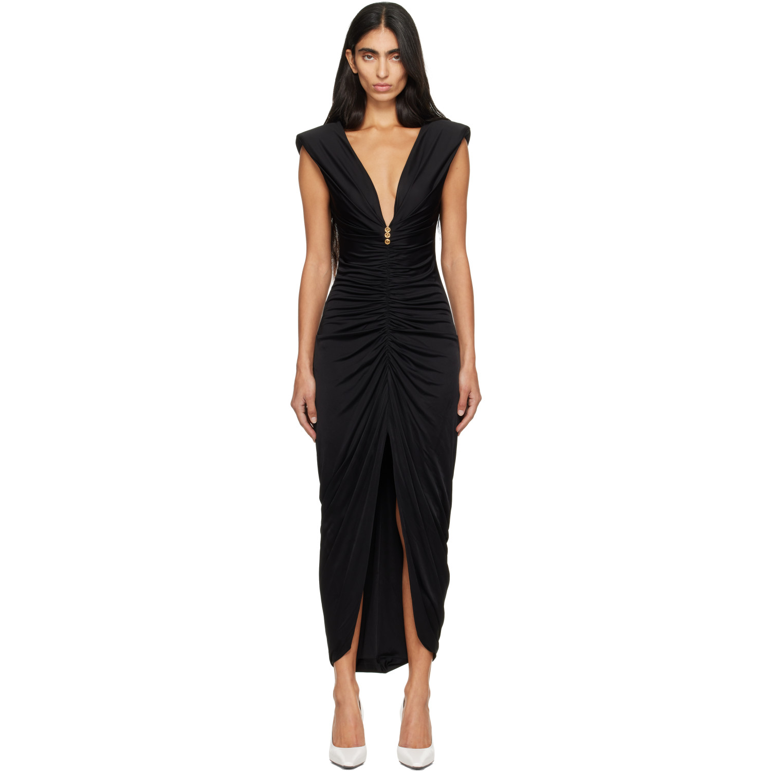 Versace Black Liquid Jersey Maxi Dress