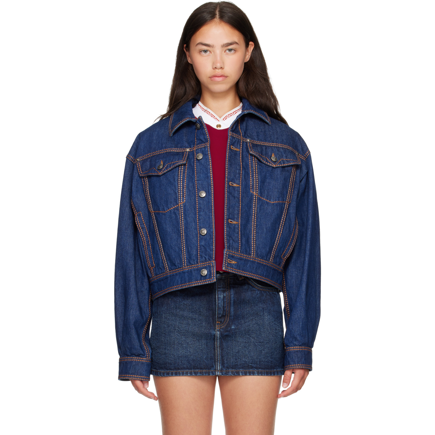 Versace Blue Denim Blouson Jacket