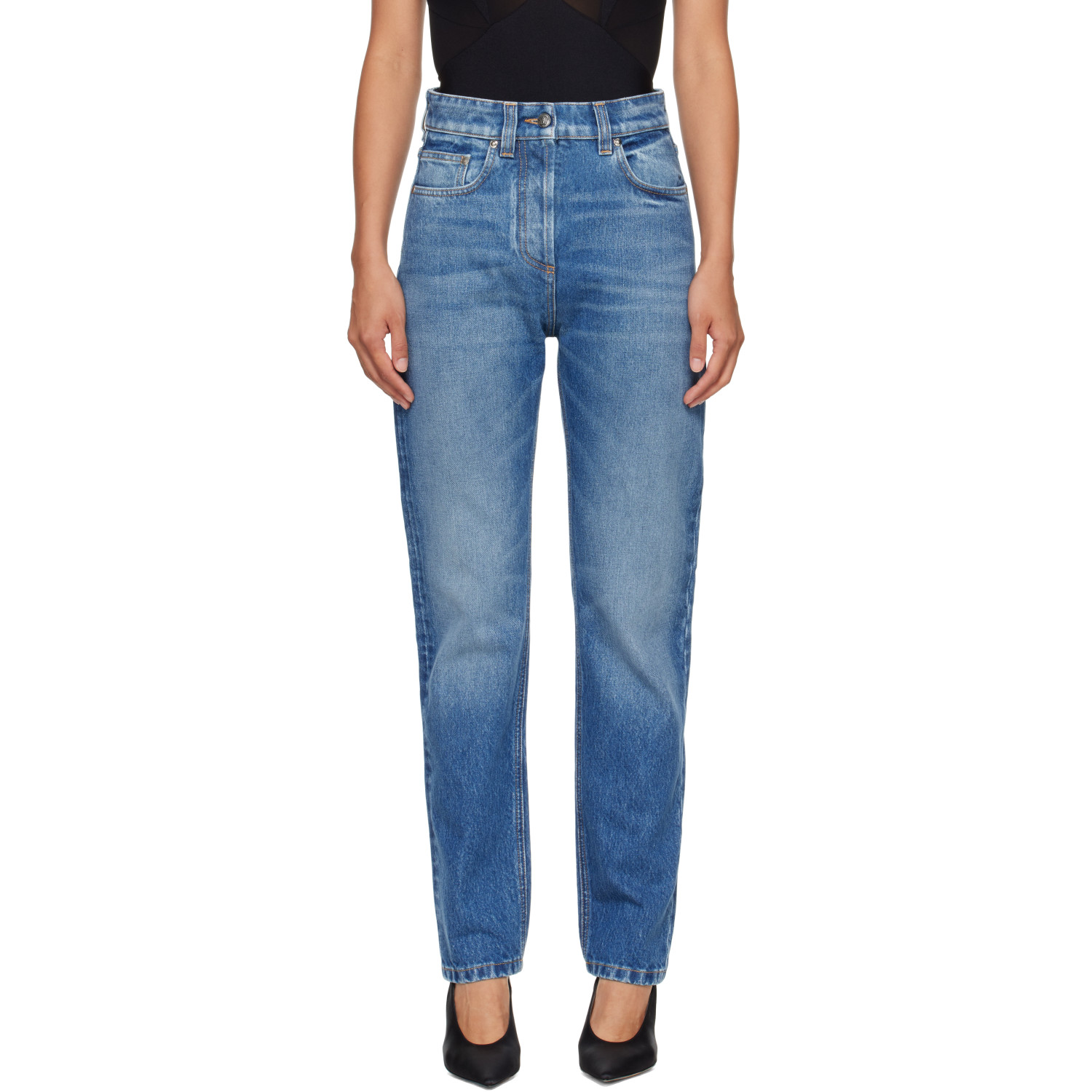 Versace Blue High Waist Straight Jeans