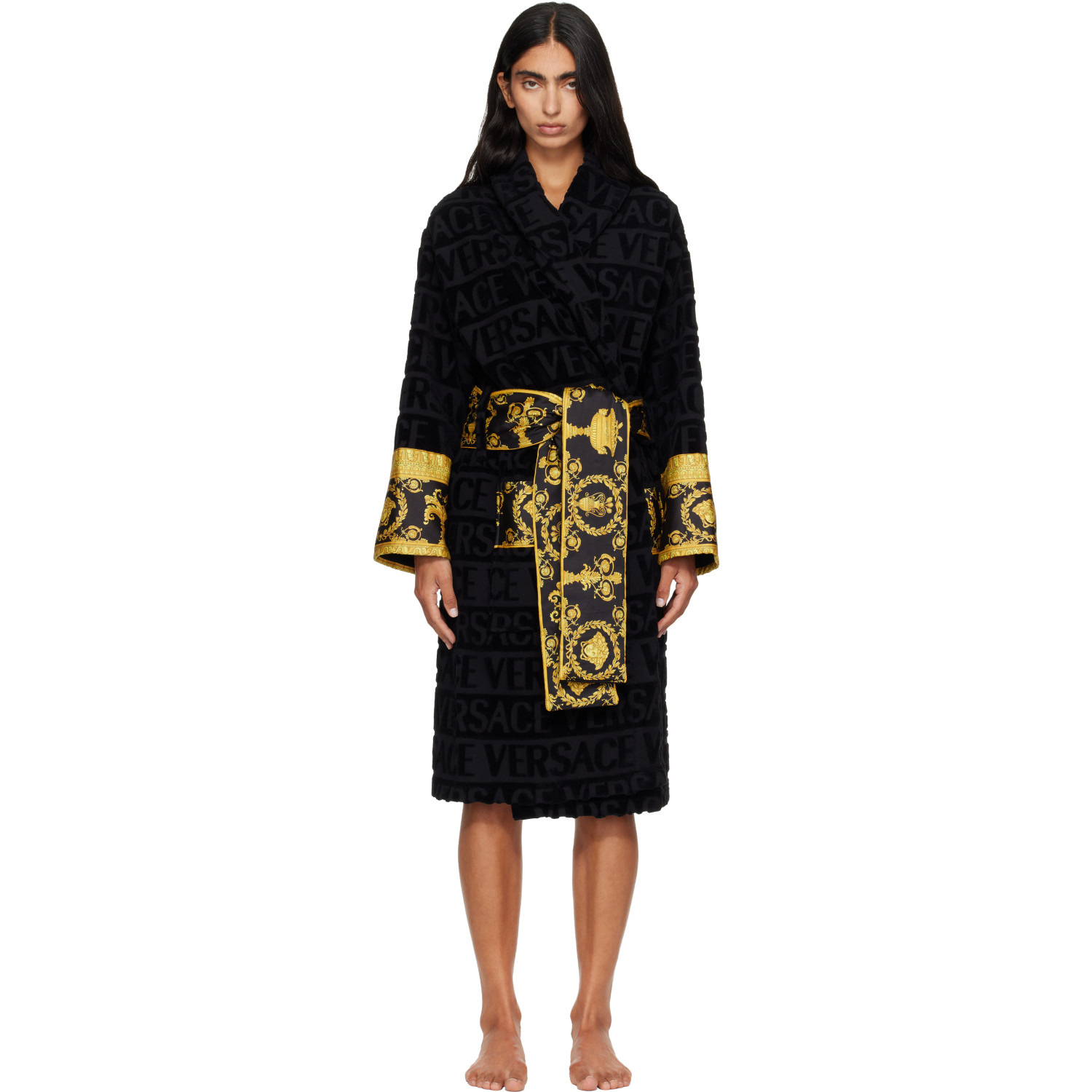 Versace Black 'I Heart Baroque' Bathrobe